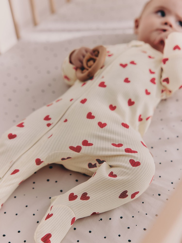 Red Heart Valentines Valentines Two Way Zip Baby Sleepsuit (0-2yrs) - Image 3 of 12