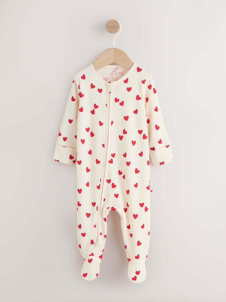 Red Heart Valentines Valentines Two Way Zip Baby Sleepsuit (0-2yrs) - Image 4 of 12