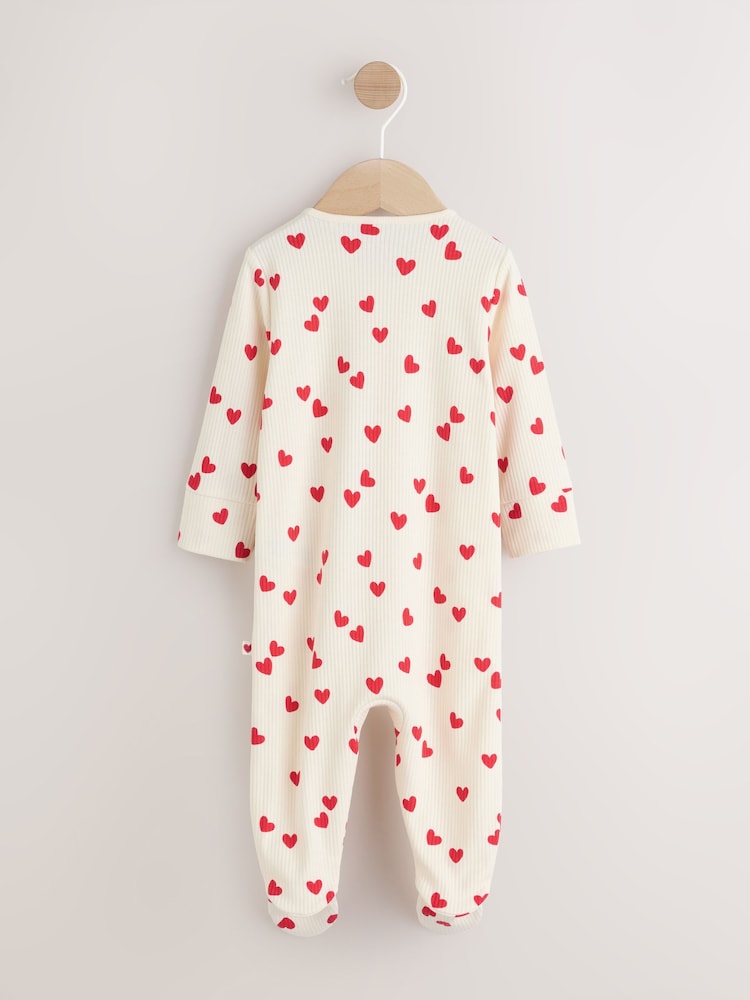 Red Heart Valentines Valentines Two Way Zip Baby Sleepsuit (0-2yrs) - Image 5 of 12