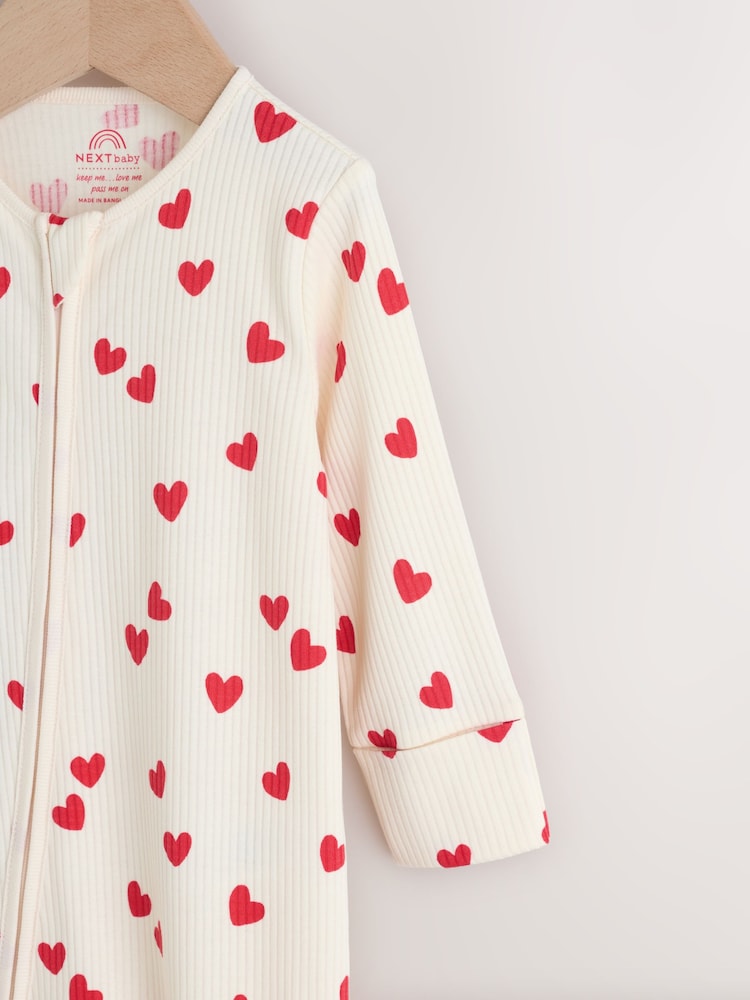 Red Heart Valentines Valentines Two Way Zip Baby Sleepsuit (0-2yrs) - Image 6 of 12