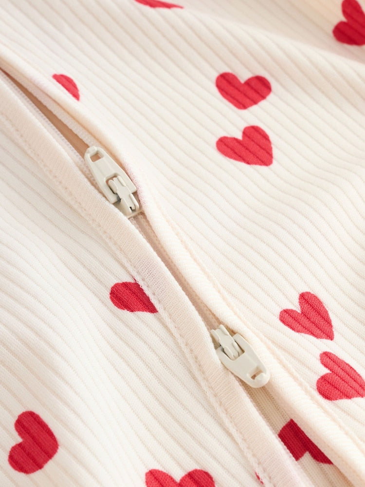 Red Heart Valentines Valentines Two Way Zip Baby Sleepsuit (0-2yrs) - Image 8 of 12