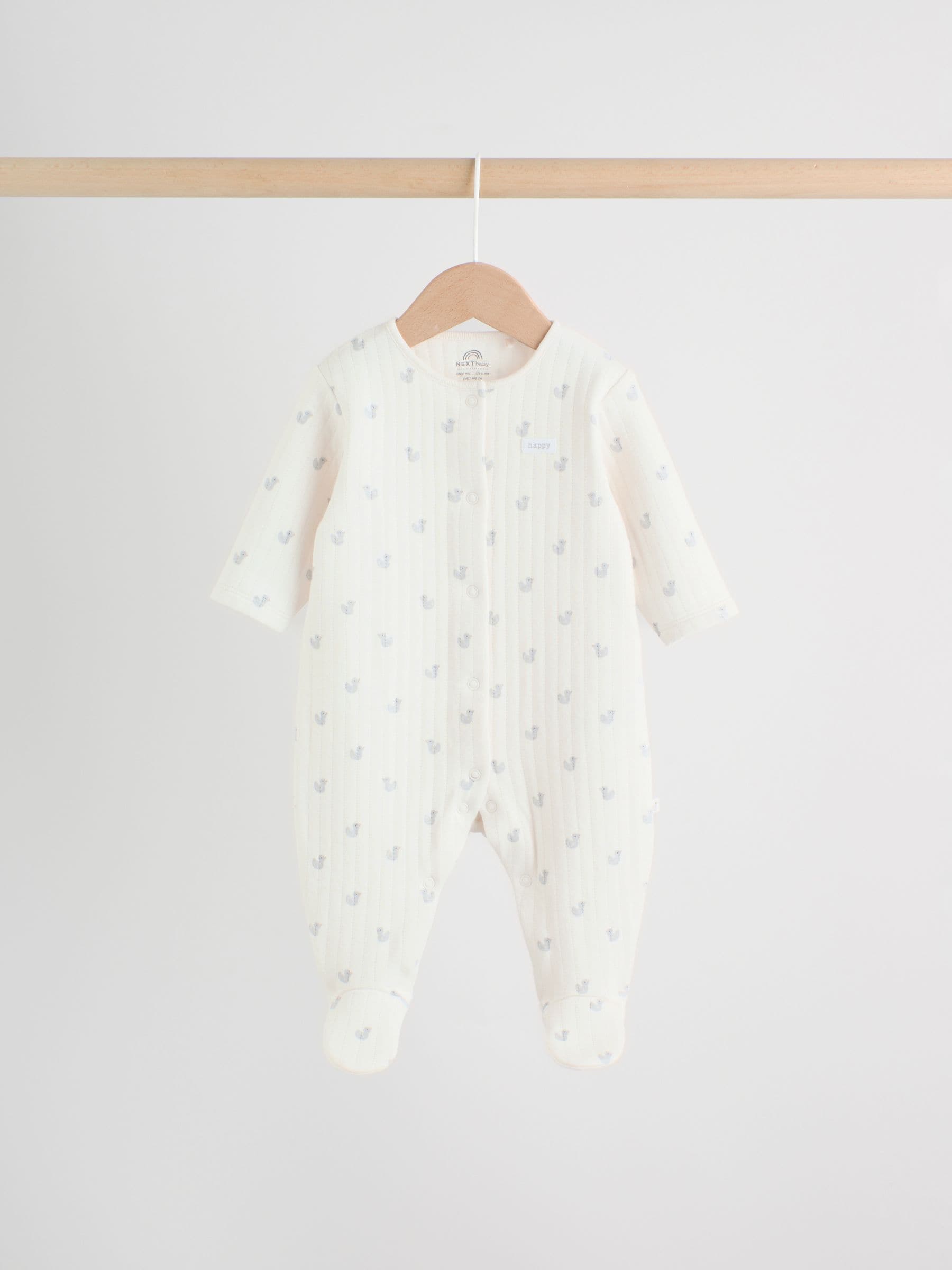 Grey Baby Quilted Sleepsuits 2 Pack