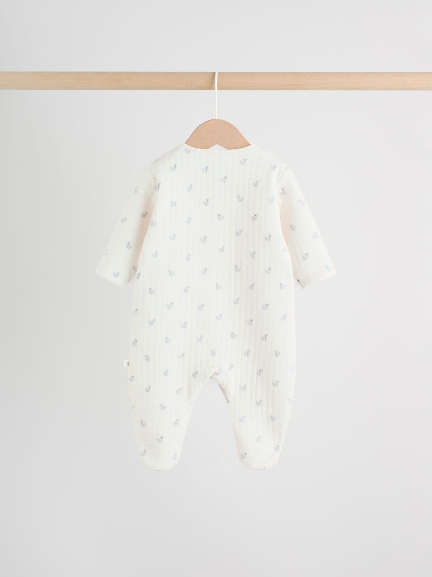 Grey Baby Quilted Sleepsuits 2 Pack