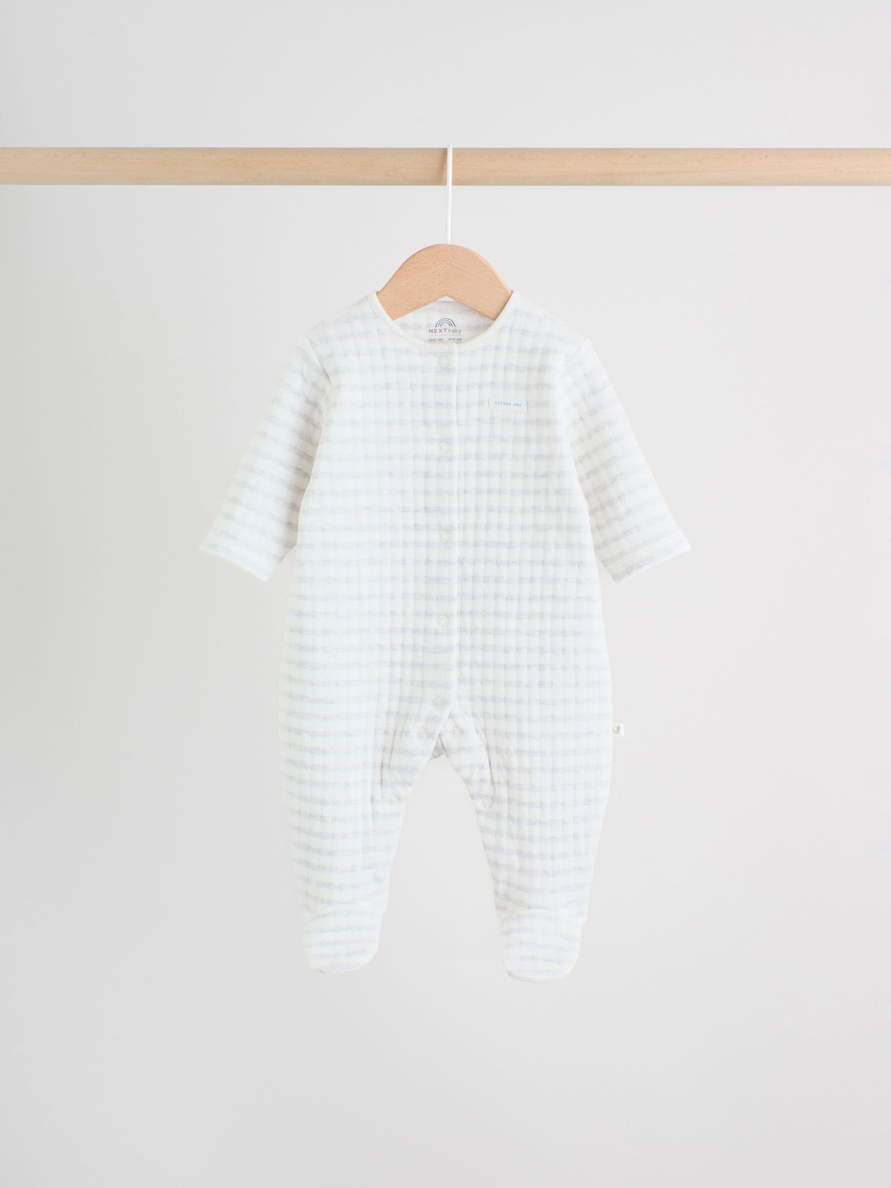 Grey Baby Quilted Sleepsuits 2 Pack