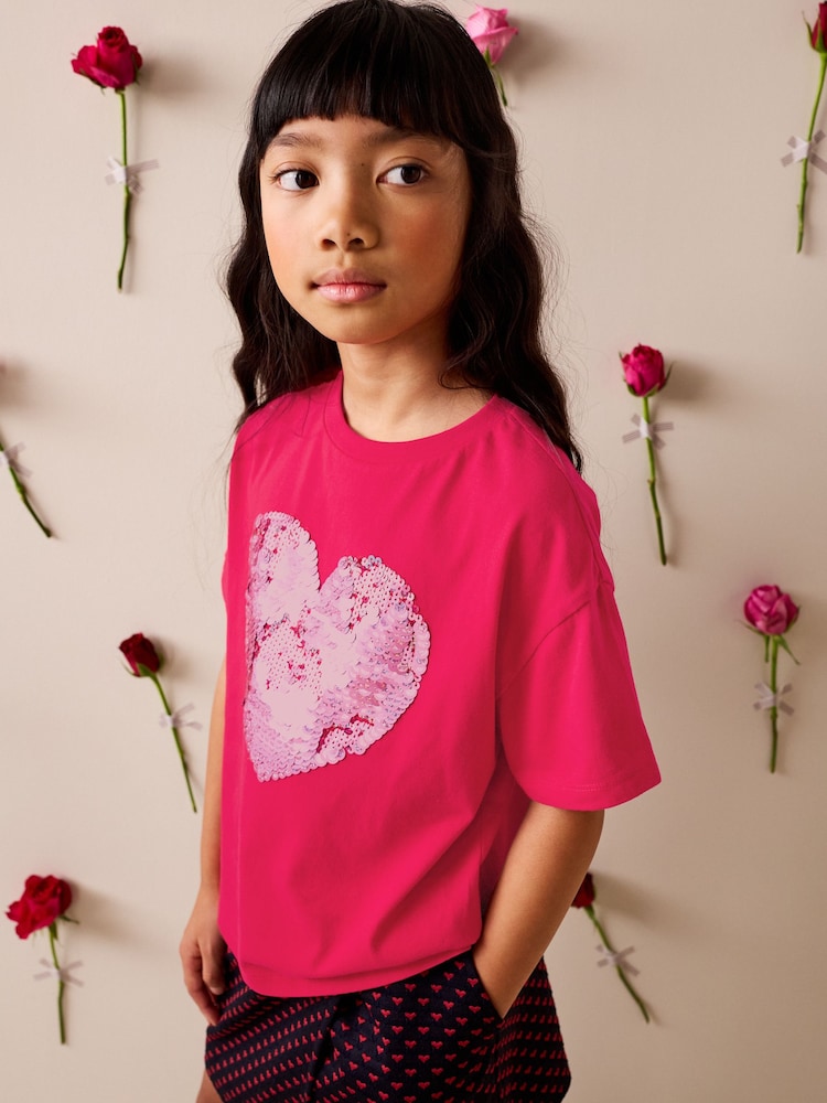 Red Heart Sequin T-Shirt (3-16yrs) - Image 2 of 8