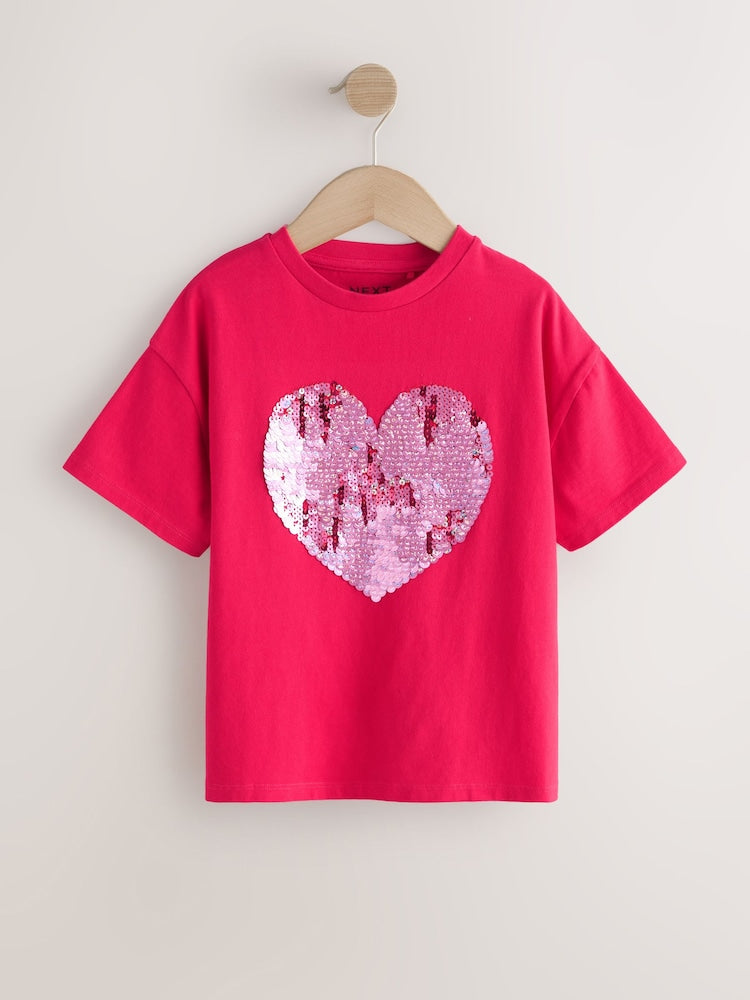 Red Heart Sequin T-Shirt (3-16yrs) - Image 4 of 8
