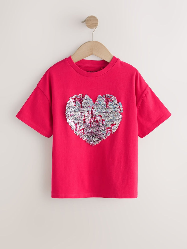 Red Heart Sequin T-Shirt (3-16yrs) - Image 5 of 8