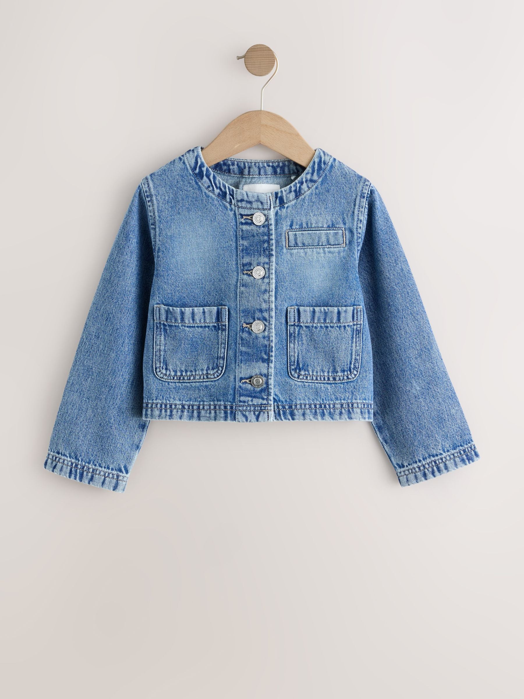 Mid Blue Collarless Denim Jacket (3-16yrs) - Image 5 of 9