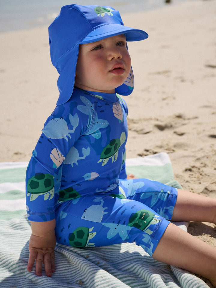 Blue Sunsafe Swimsuit and Hat Set (3mths-7yrs)