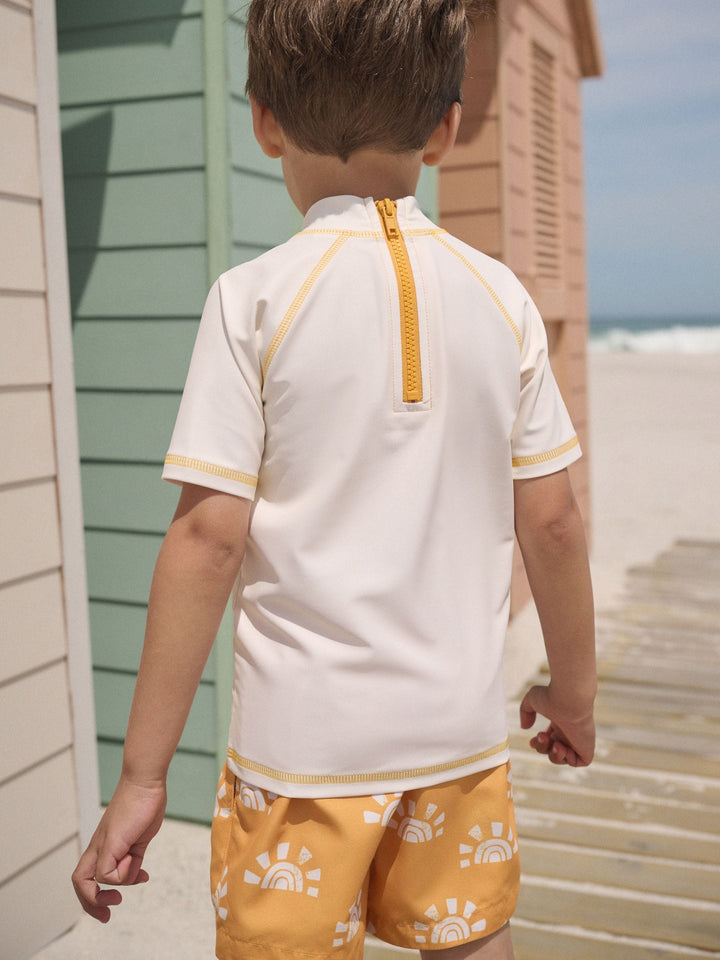 Yellow/Orange Short Sleeve Sunsafe Rash Vest and Swim Shorts Set (3mths-7yrs)