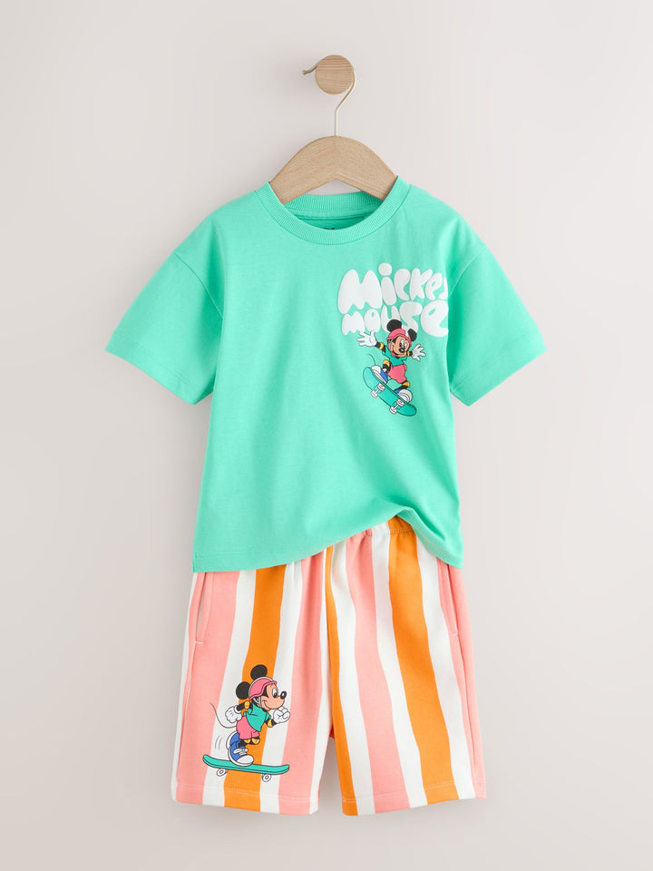 Green/Orange Mickey Mouse T-Shirt and Shorts Set (3mths-8yrs)
