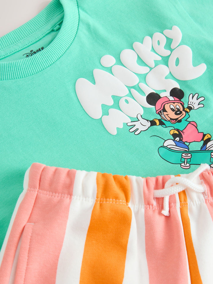Green/Orange Mickey Mouse T-Shirt and Shorts Set (3mths-8yrs)