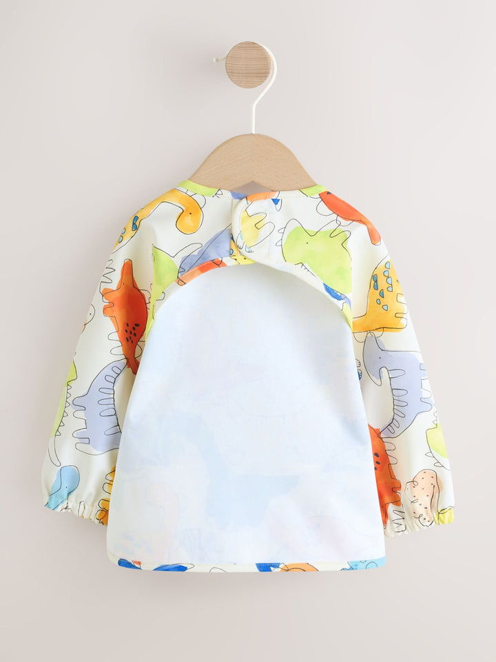 Blue Dinosaurs Weaning And Feeding Sleeved Bib