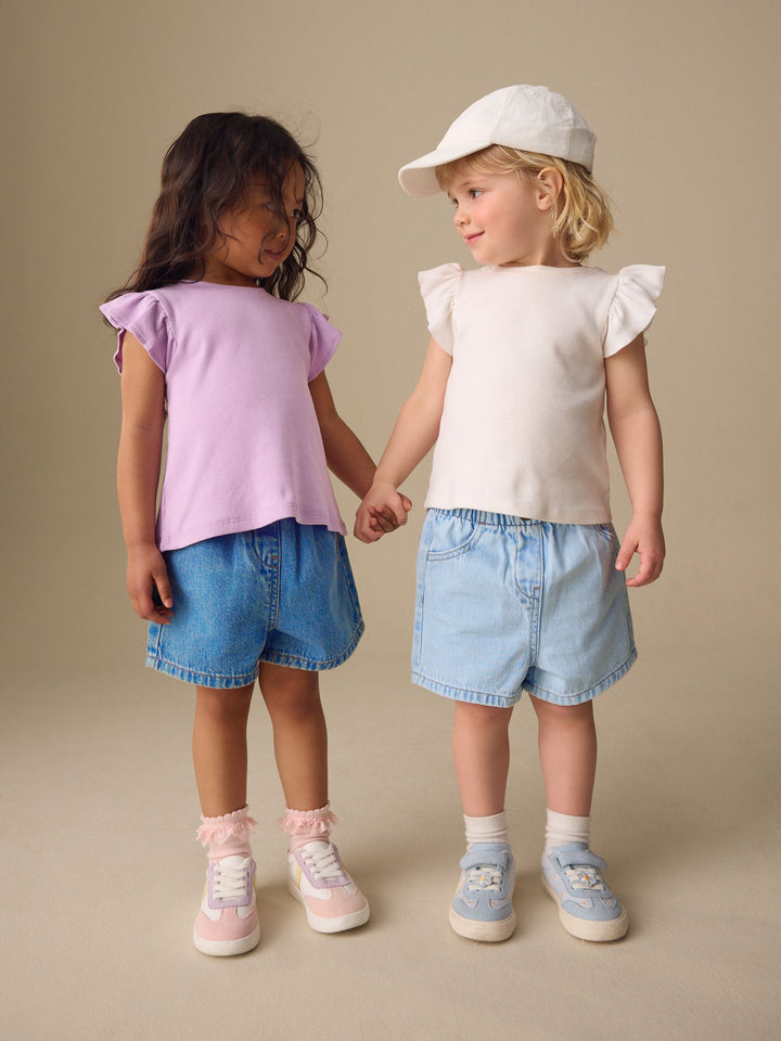 Mid Blue & Dark Blue Denim Pull On Shorts 2 Pack (3mths-10yrs)