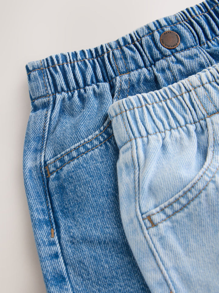 Mid Blue & Dark Blue Denim Pull On Shorts 2 Pack (3mths-10yrs)