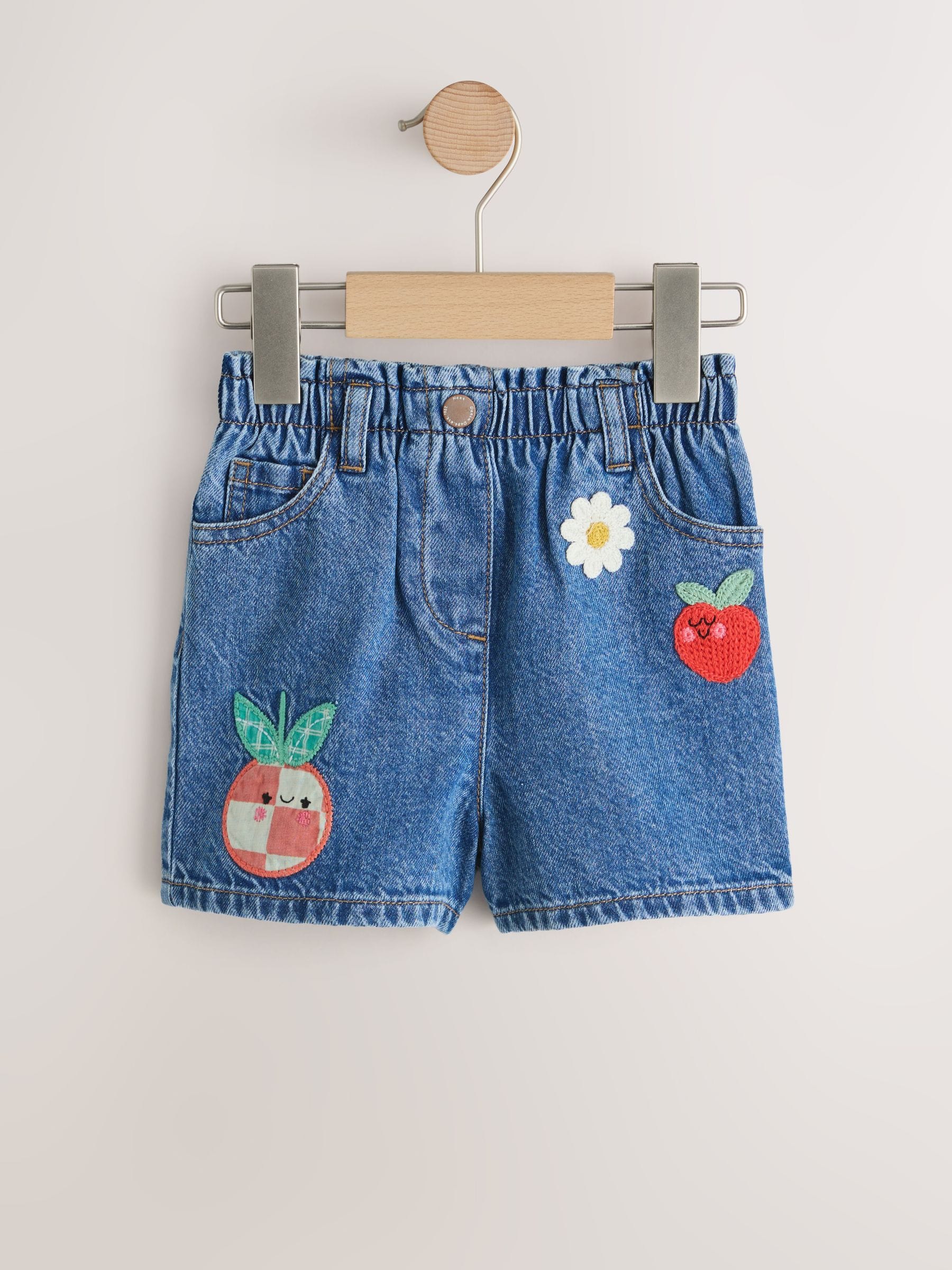 Mid Blue Denim Fruit Character Pull On Denim Shorts (3mths-10yrs)