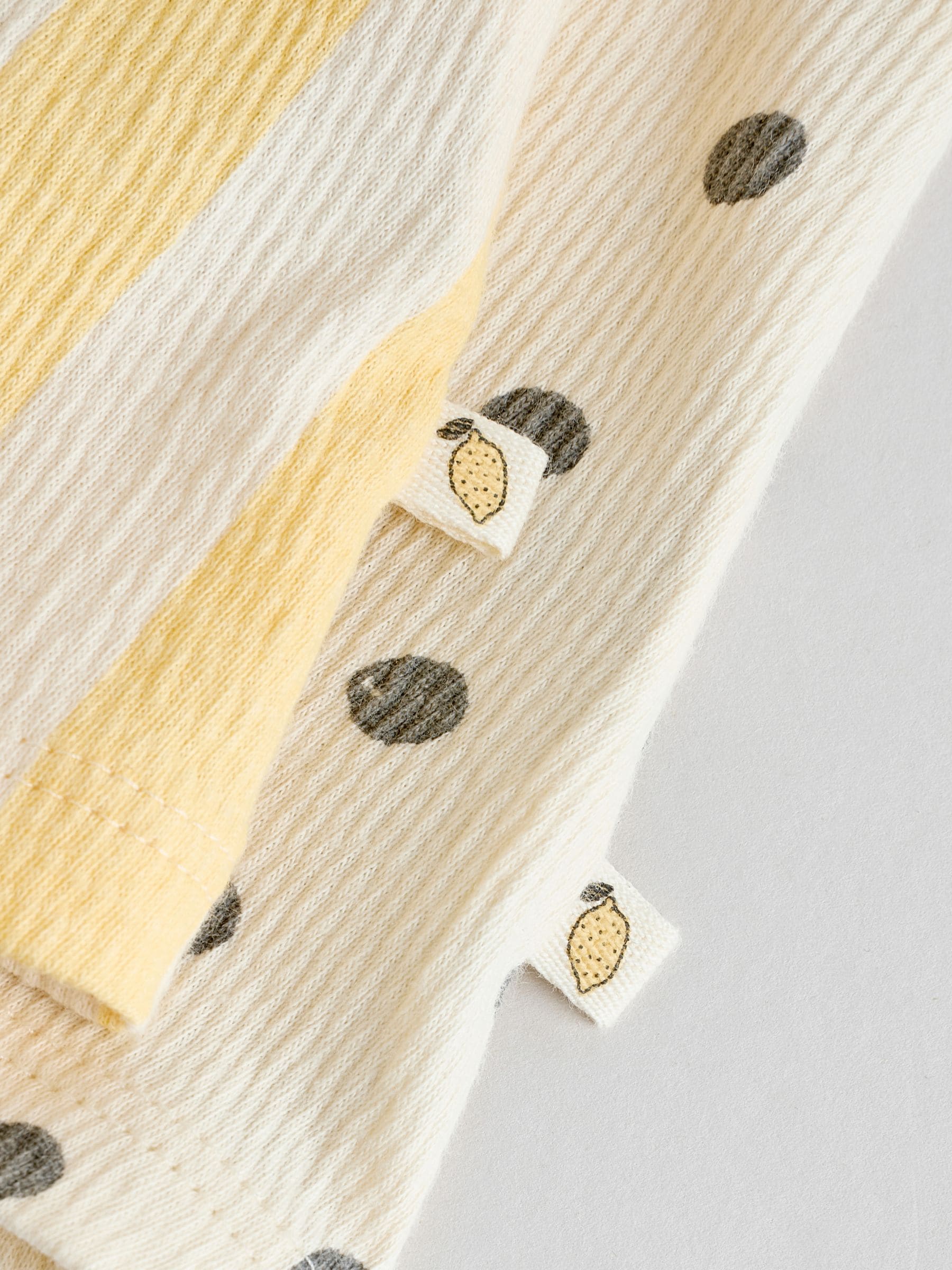 Yellow/Cream Spot/Stripe Baby Short Sleeve Dresse 2 Pack (0mths-3yrs)