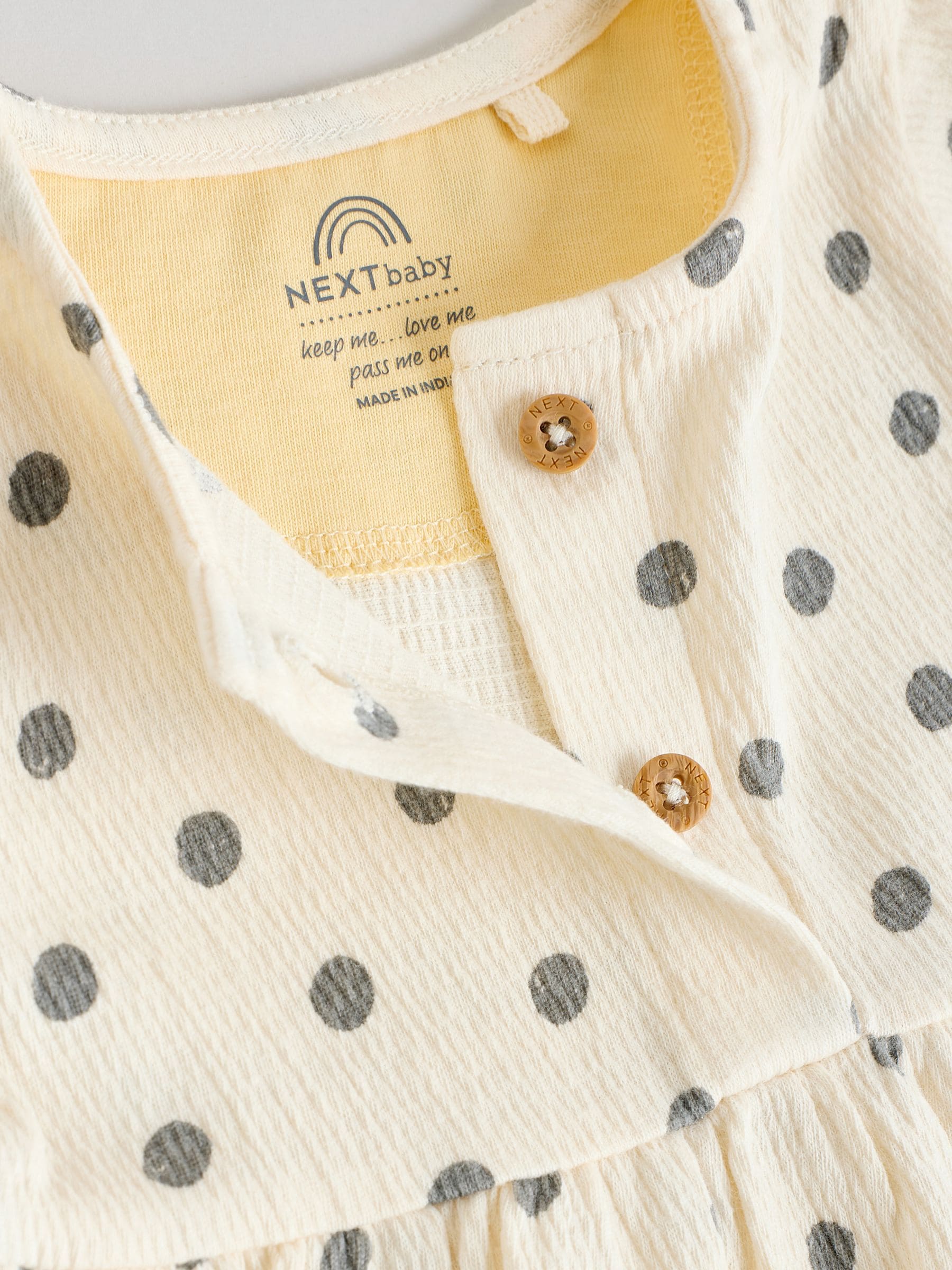 Yellow/Cream Spot/Stripe Baby Short Sleeve Dresse 2 Pack (0mths-3yrs)