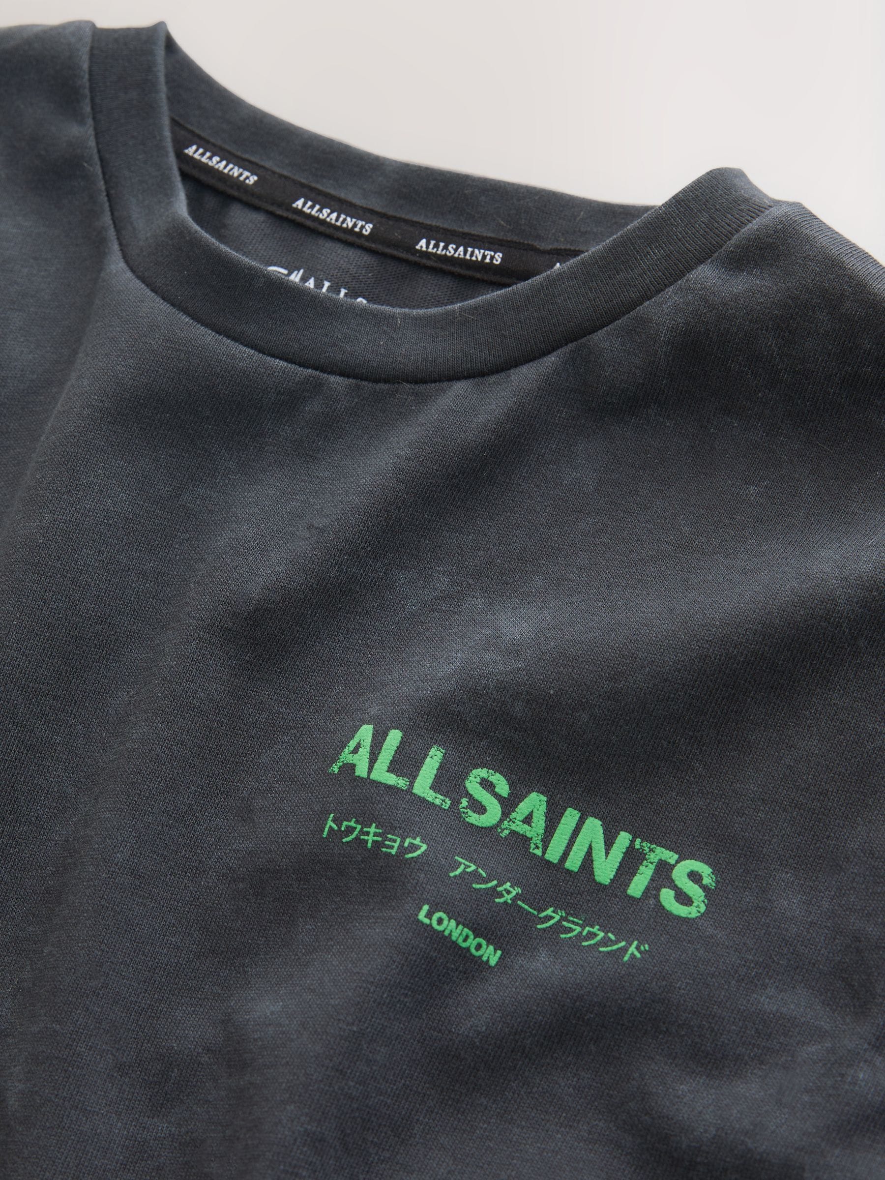 smALLSAINTS Washed Black/Green Oversized Underground Crew Neck Cotton T-Shirt