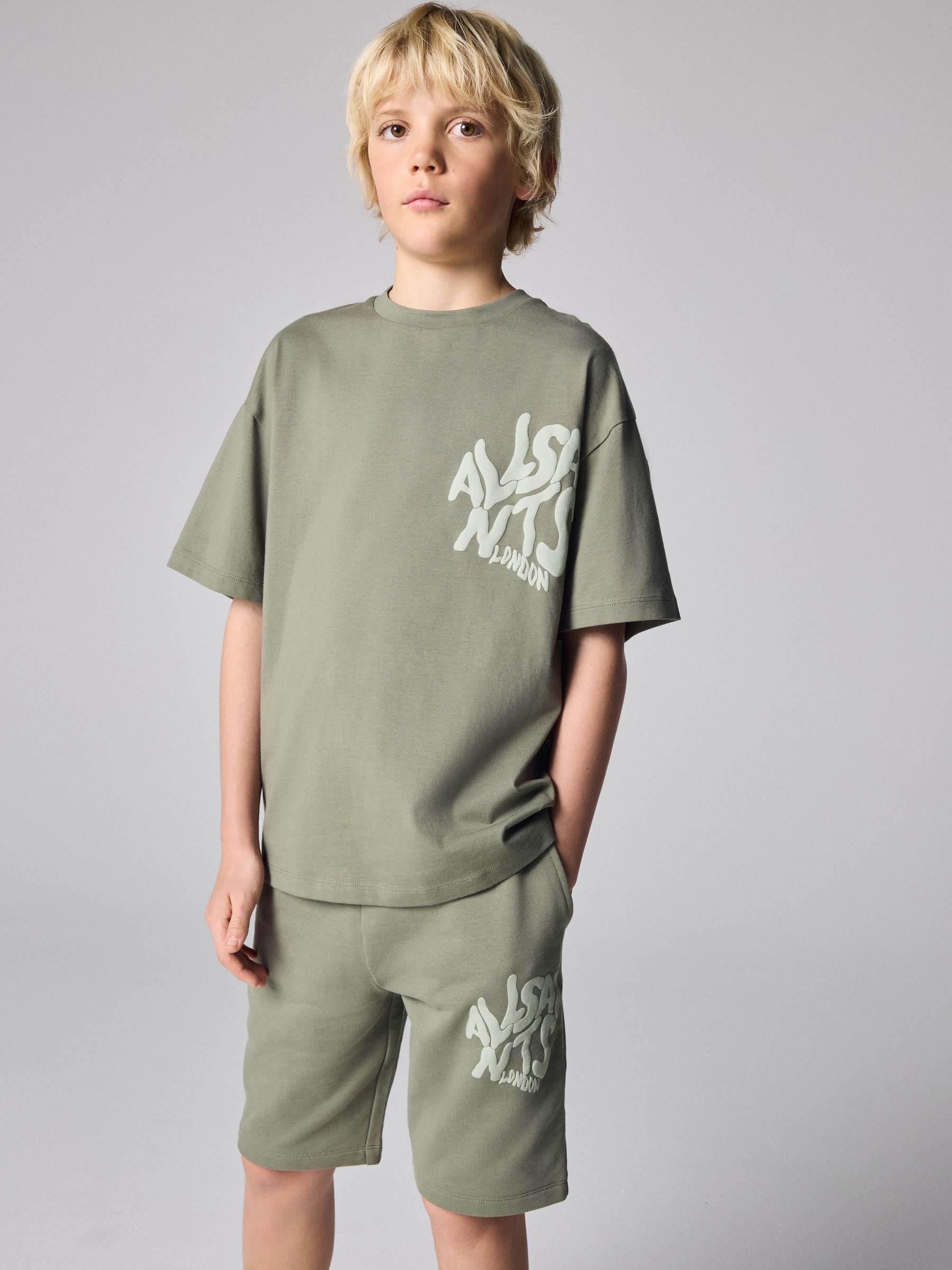 smALLSAINTS Khaki Green Orlando T-Shirt and Sweat Shorts Set