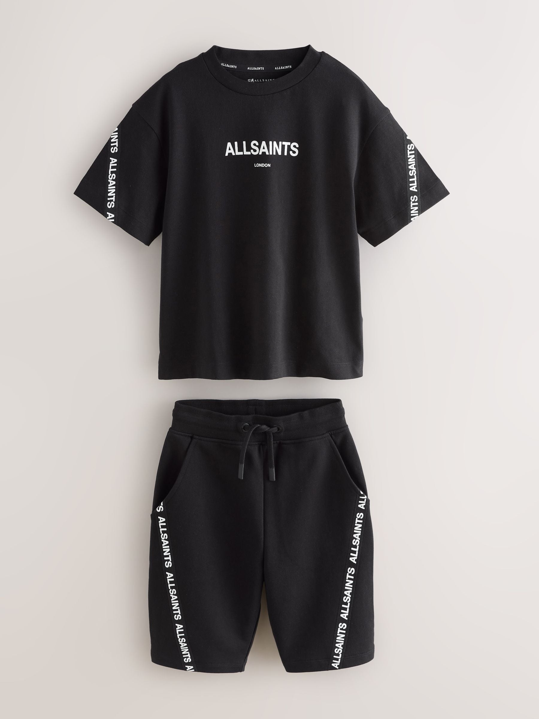 smALLSAINTS Black Logo Tape T-Shirt and Sweat Shorts Set
