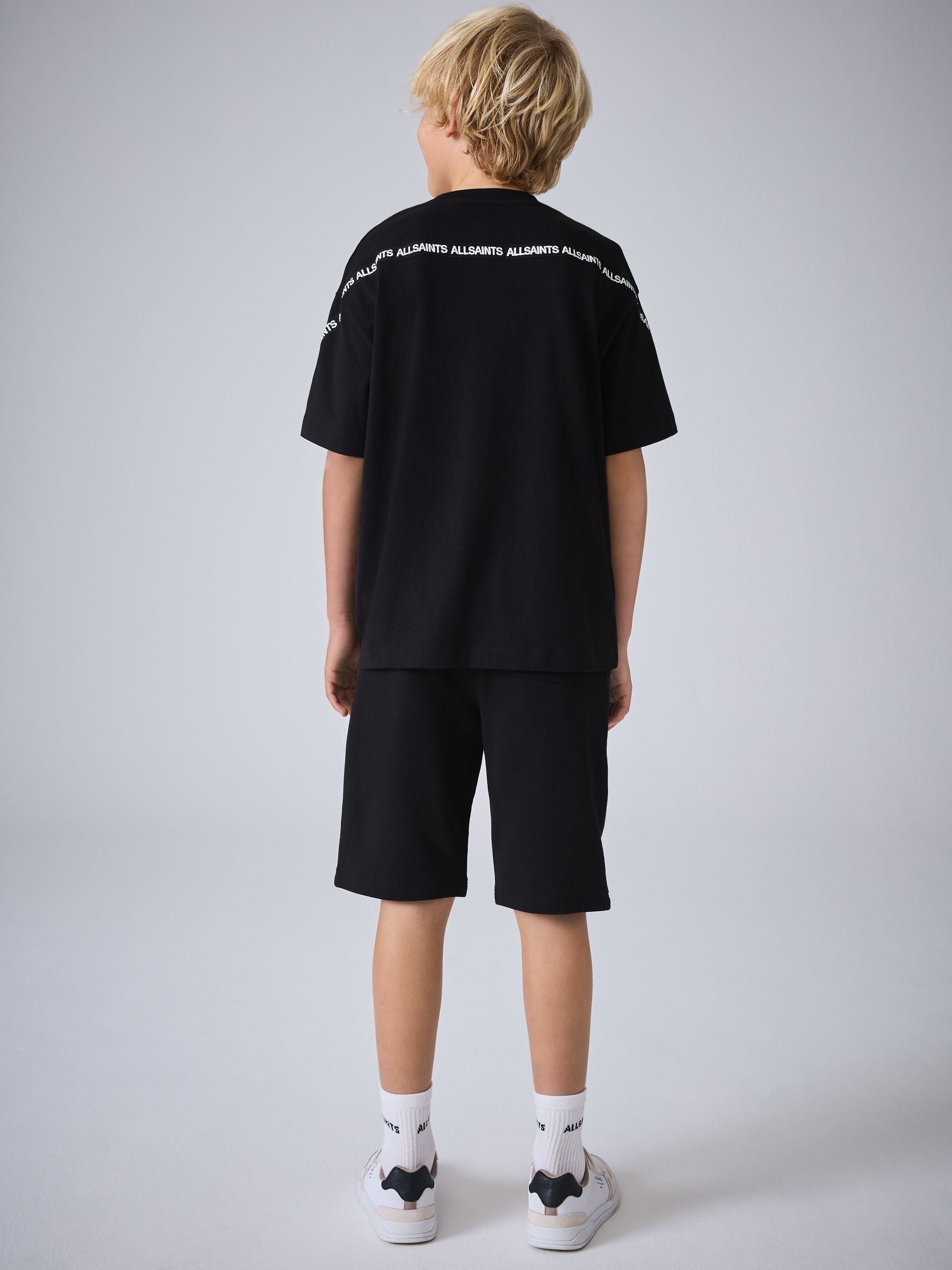 smALLSAINTS Black Logo Tape T-Shirt and Sweat Shorts Set