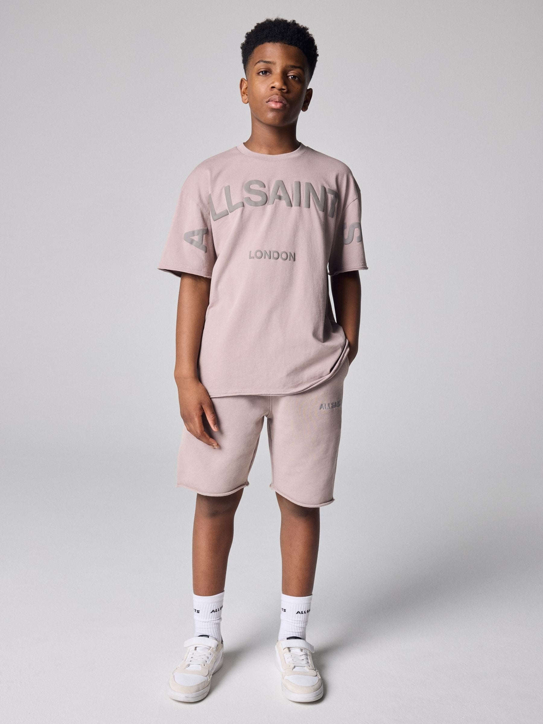 smALLSAINTS Washed Pink Biggy Oversized T-Shirt and Sweat Shorts Set