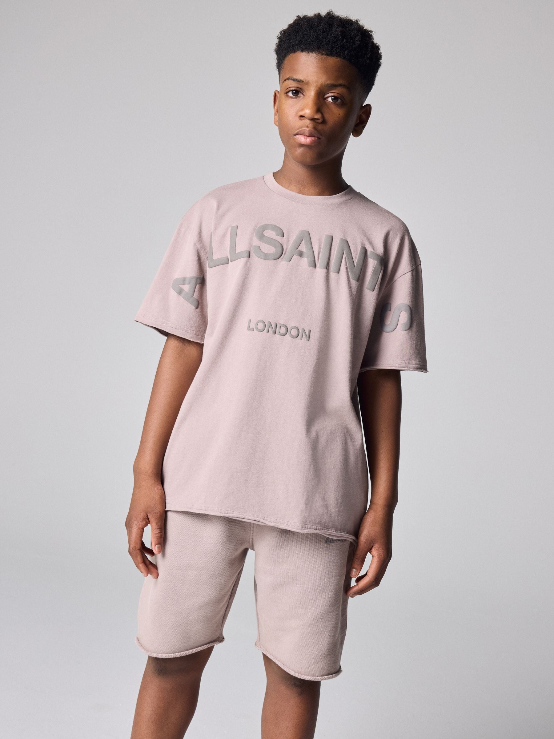 smALLSAINTS Washed Pink Biggy Oversized T-Shirt and Sweat Shorts Set