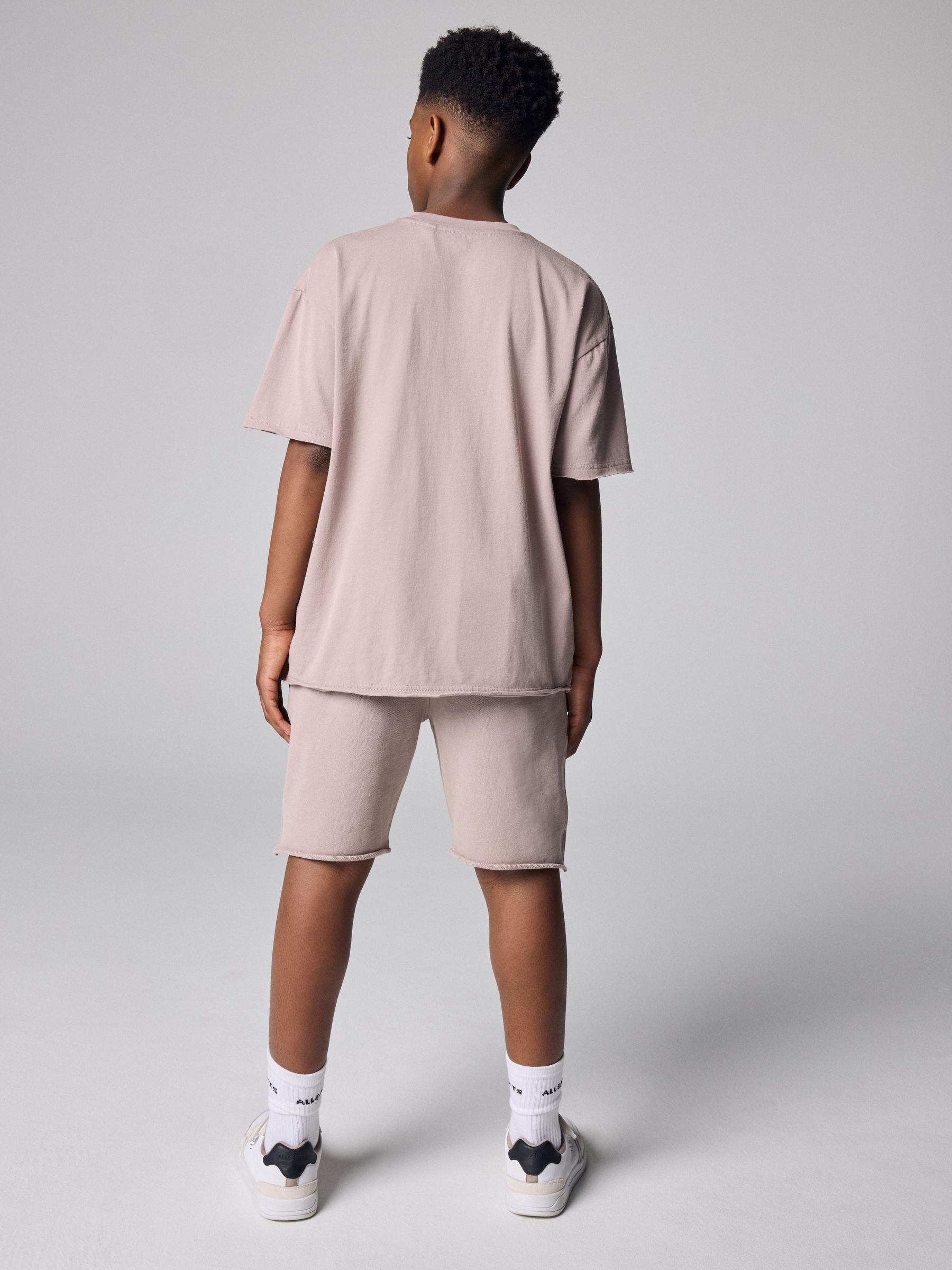 smALLSAINTS Washed Pink Biggy Oversized T-Shirt and Sweat Shorts Set