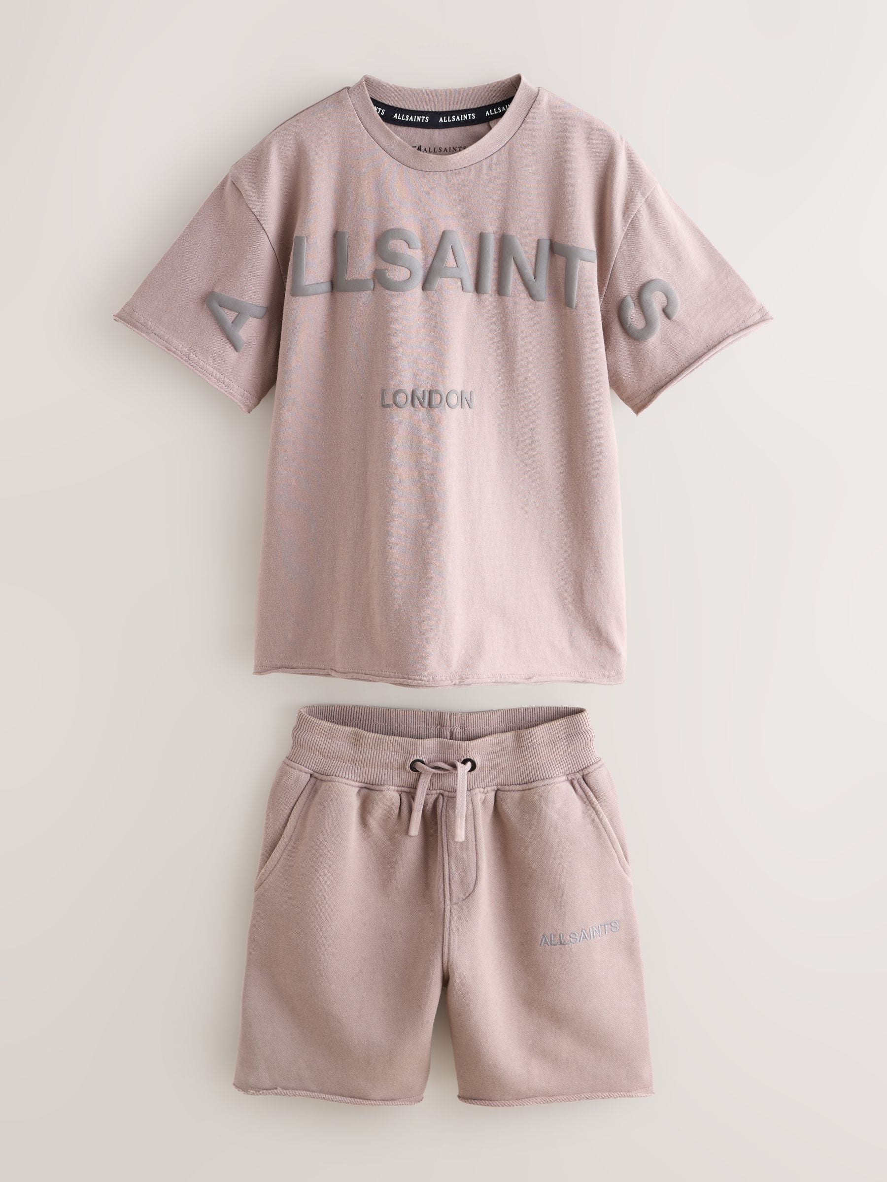 smALLSAINTS Washed Pink Biggy Oversized T-Shirt and Sweat Shorts Set