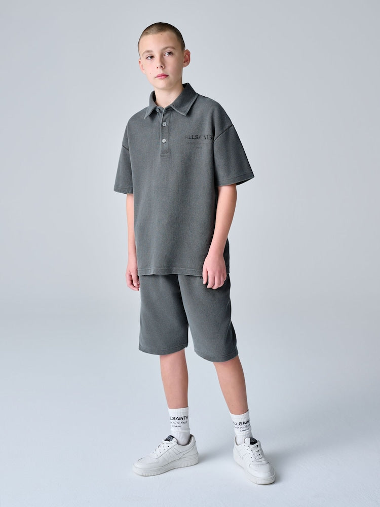 smALLSAINTS Washed Black Underground Waffle Polo Shirt and Short Set