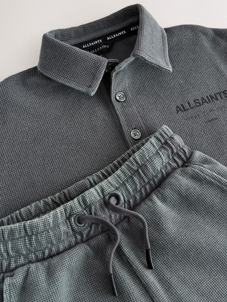smALLSAINTS Washed Black Underground Waffle Polo Shirt and Short Set