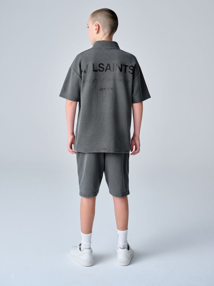 smALLSAINTS Washed Black Underground Waffle Polo Shirt and Short Set