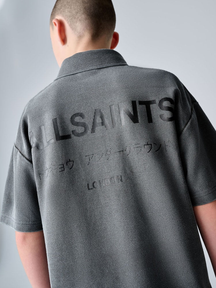 smALLSAINTS Washed Black Underground Waffle Polo Shirt and Short Set