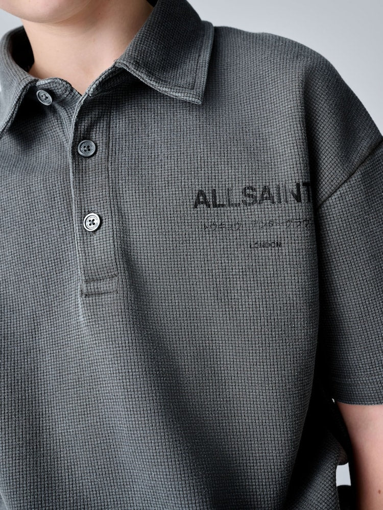 smALLSAINTS Washed Black Underground Waffle Polo Shirt and Short Set