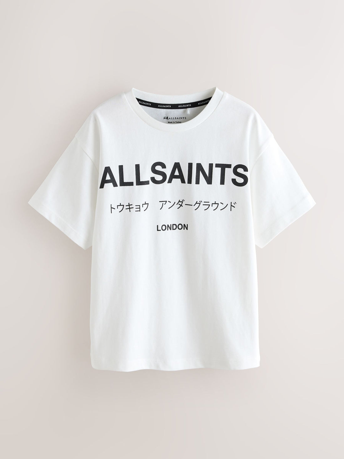 smALLSAINTS White Oversized Underground Crew Neck Cotton T-Shirt