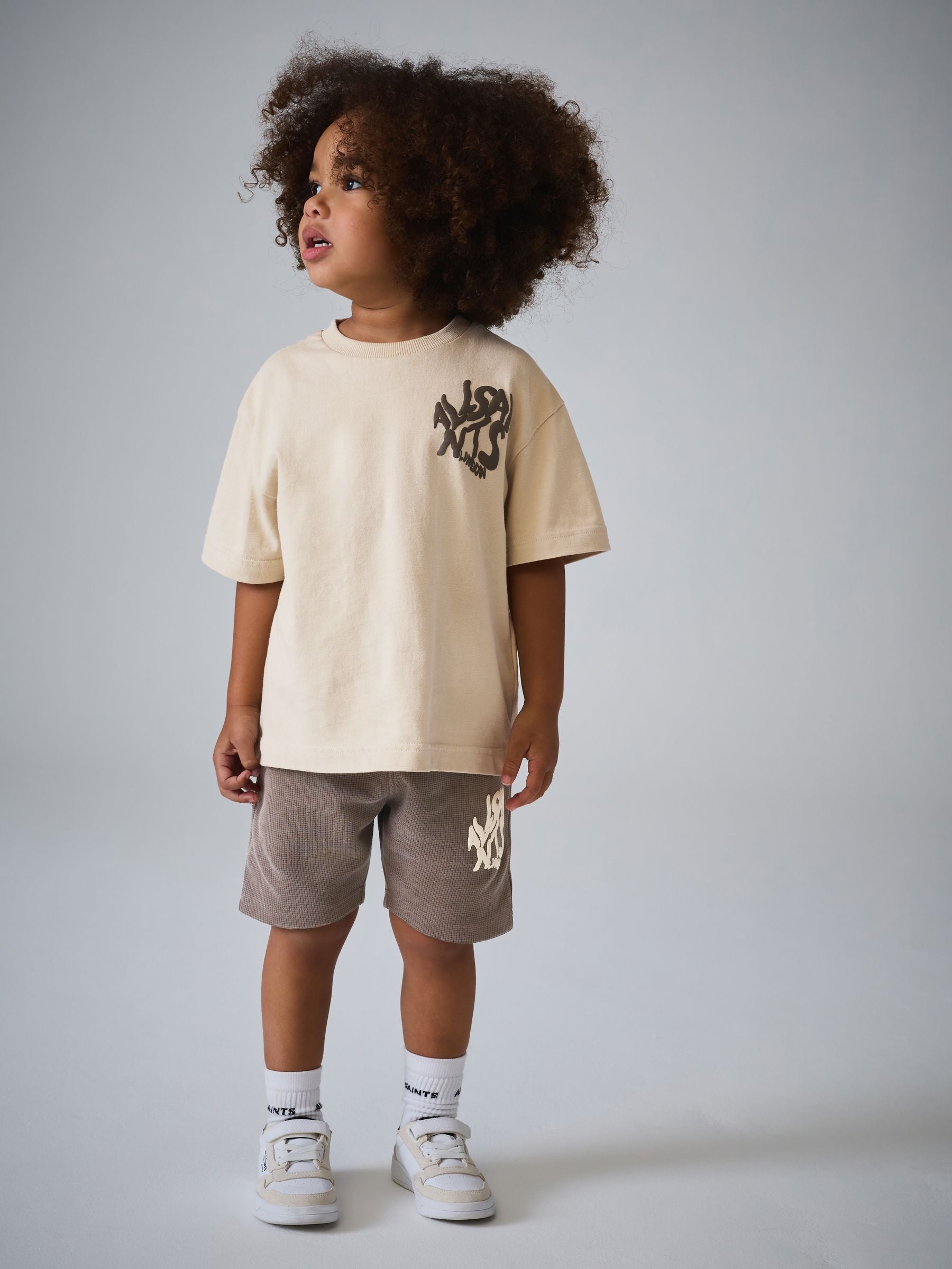 smALLSAINTS Neutral/Waffle Orlando T-Shirt and Shorts Younger Set