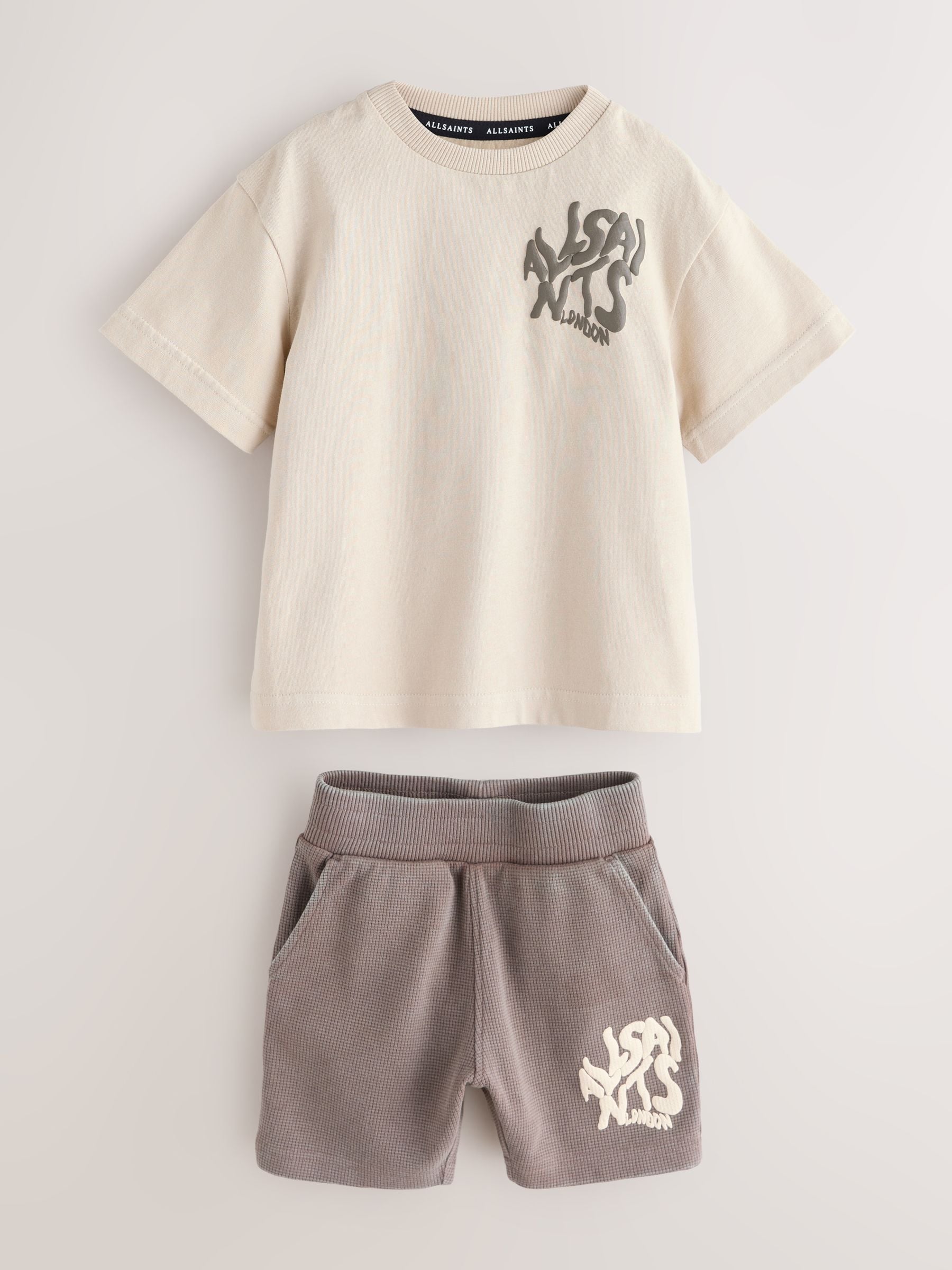 smALLSAINTS Neutral/Waffle Orlando T-Shirt and Shorts Younger Set