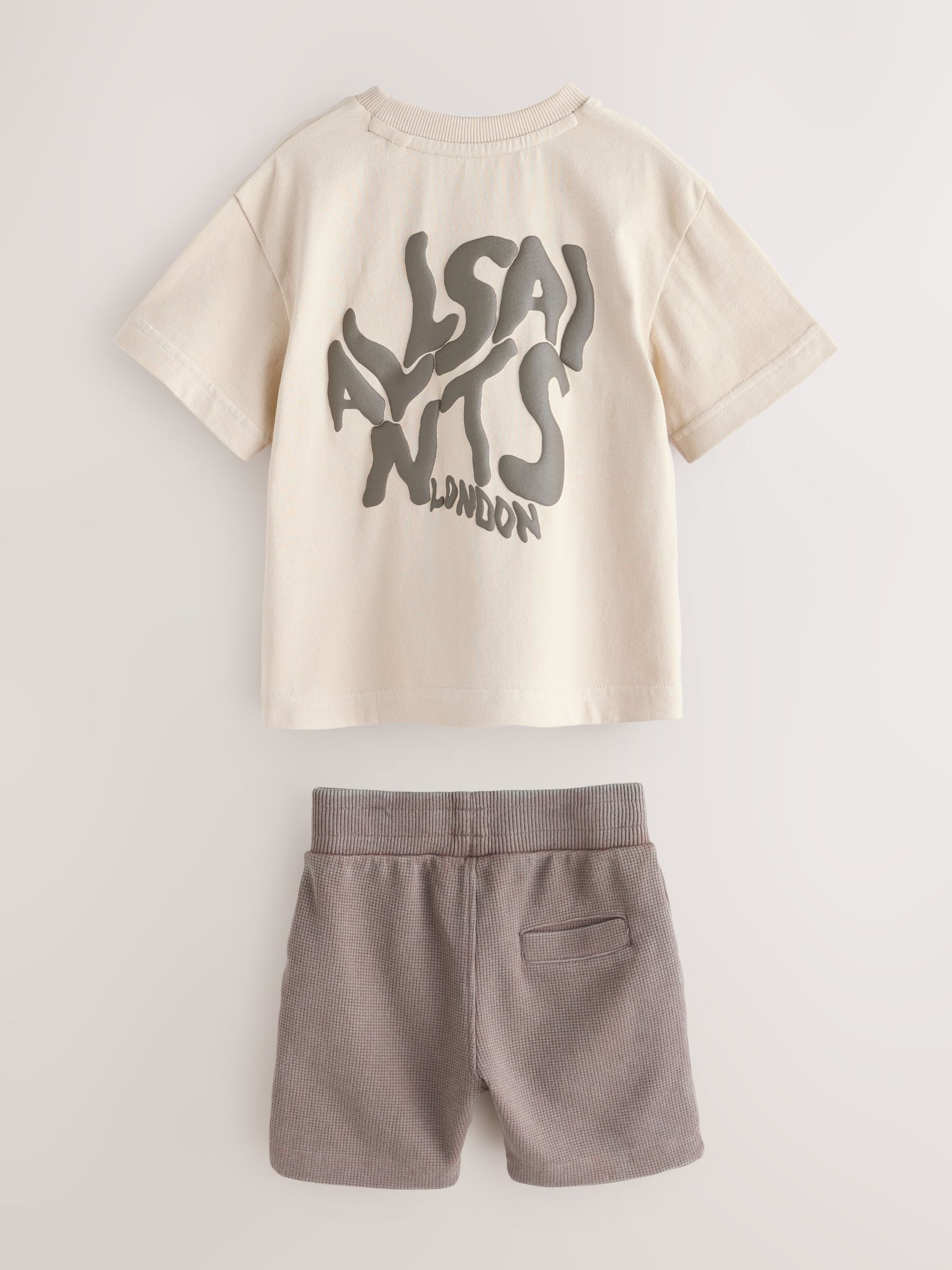 smALLSAINTS Neutral/Waffle Orlando T-Shirt and Shorts Younger Set