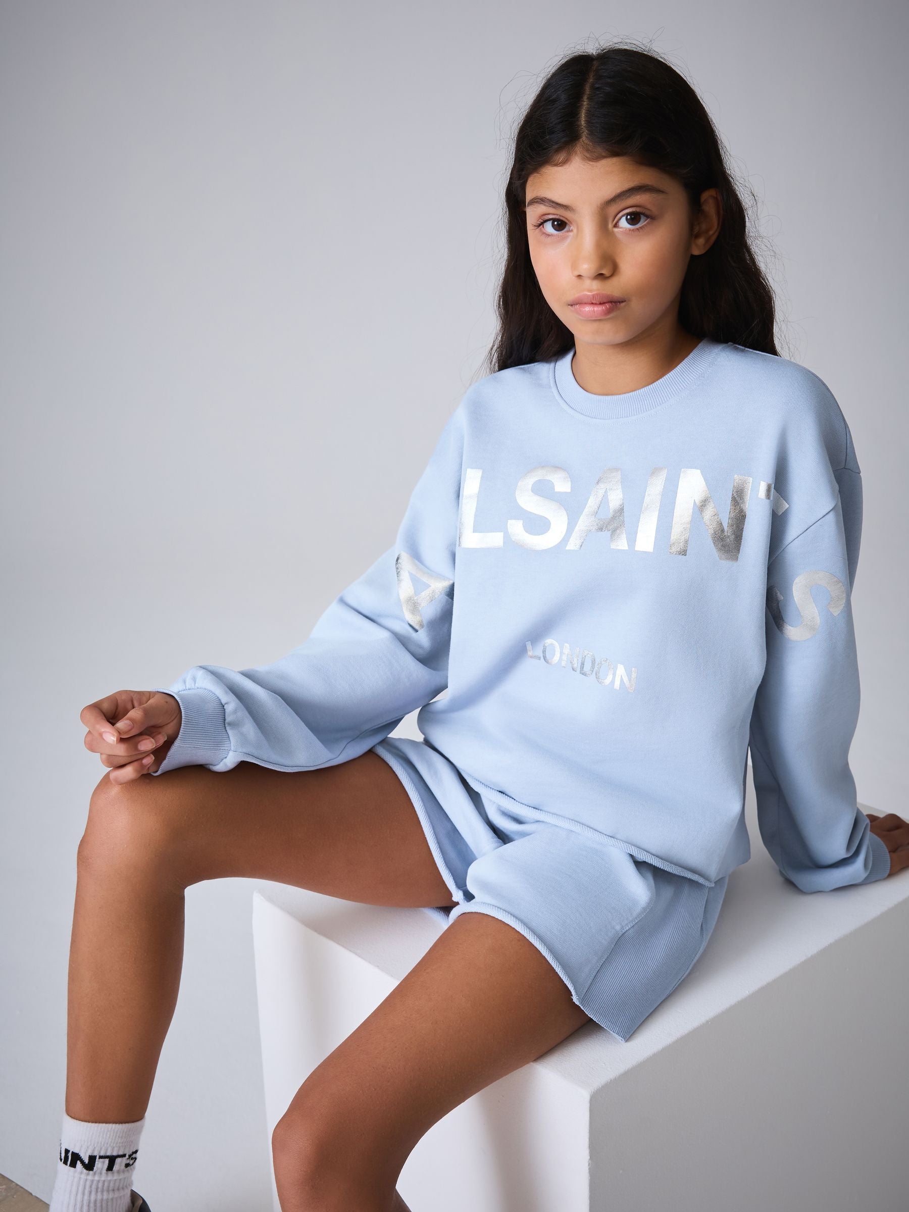 smALLSAINTS Blue Biggy Sweatshirt and Sweat Shorts Set