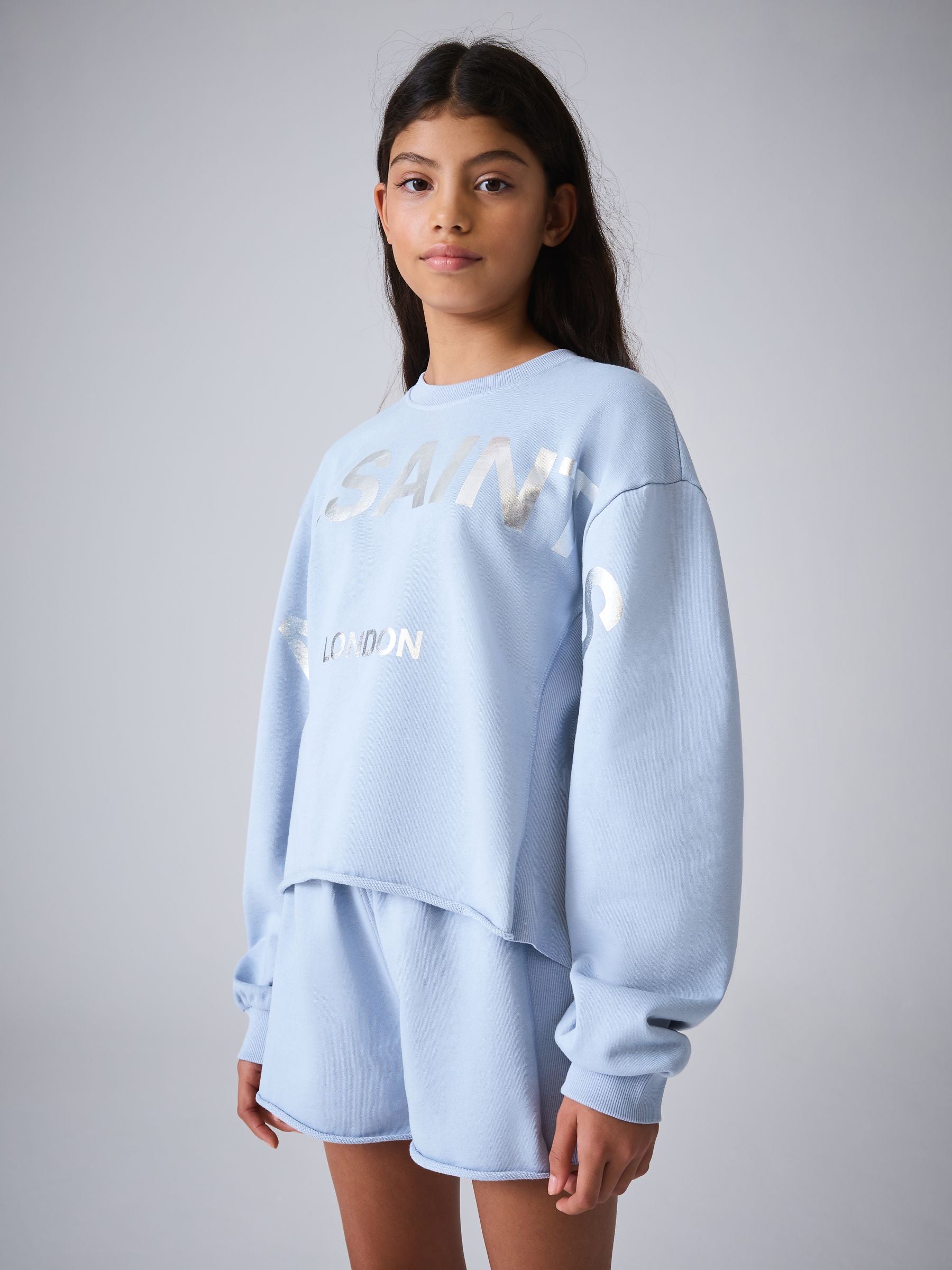 smALLSAINTS Blue Biggy Sweatshirt and Sweat Shorts Set