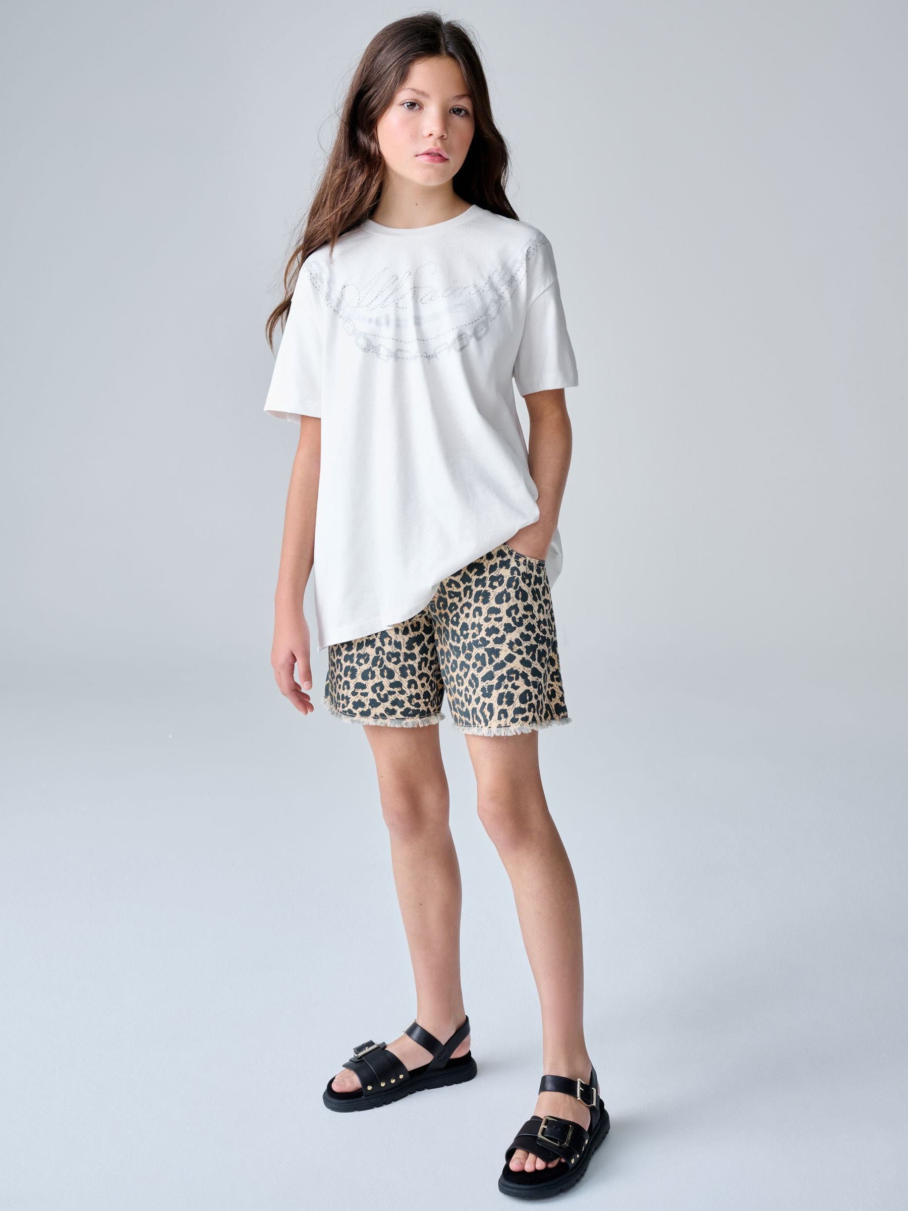 smALLSAINTS White Ruched Back Graphic Oversized Crew Neck T-Shirt