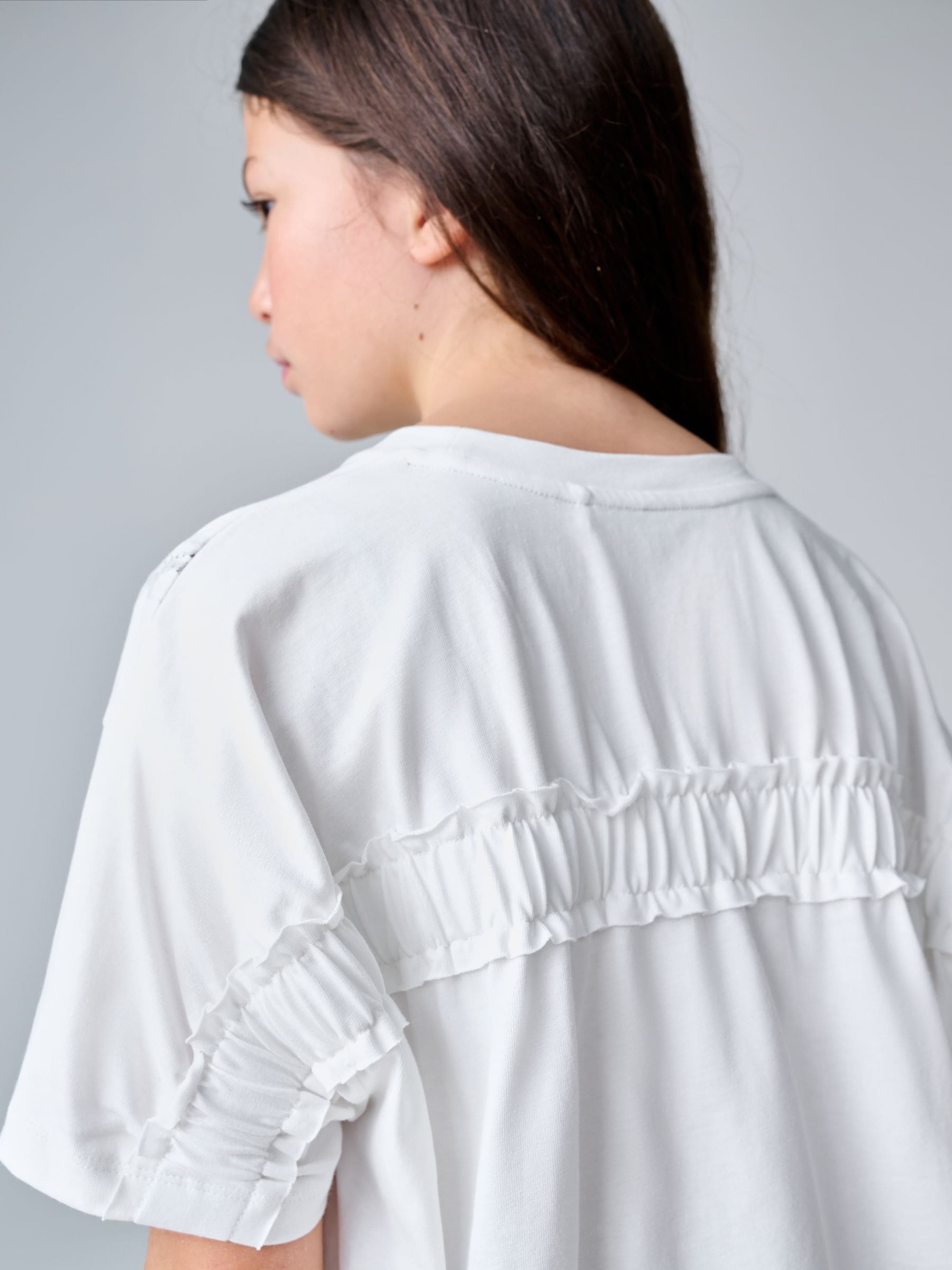 smALLSAINTS White Ruched Back Graphic Oversized Crew Neck T-Shirt