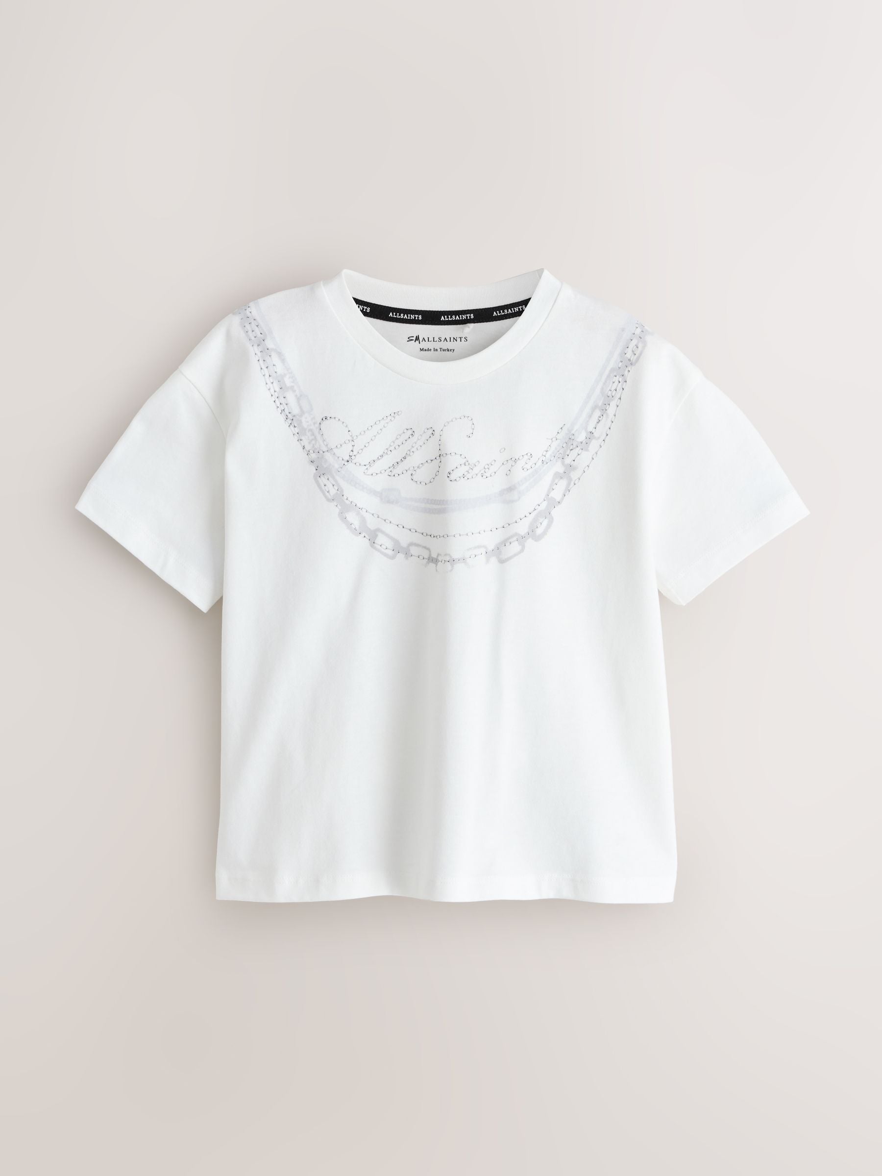 smALLSAINTS White Ruched Back Graphic Oversized Crew Neck T-Shirt