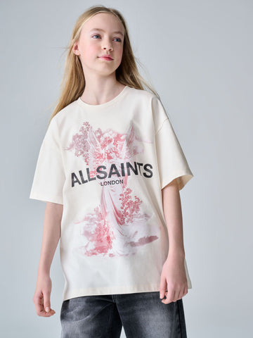 smALLSAINTS White/Guardian Graphic Oversized Crew Neck T-Shirt