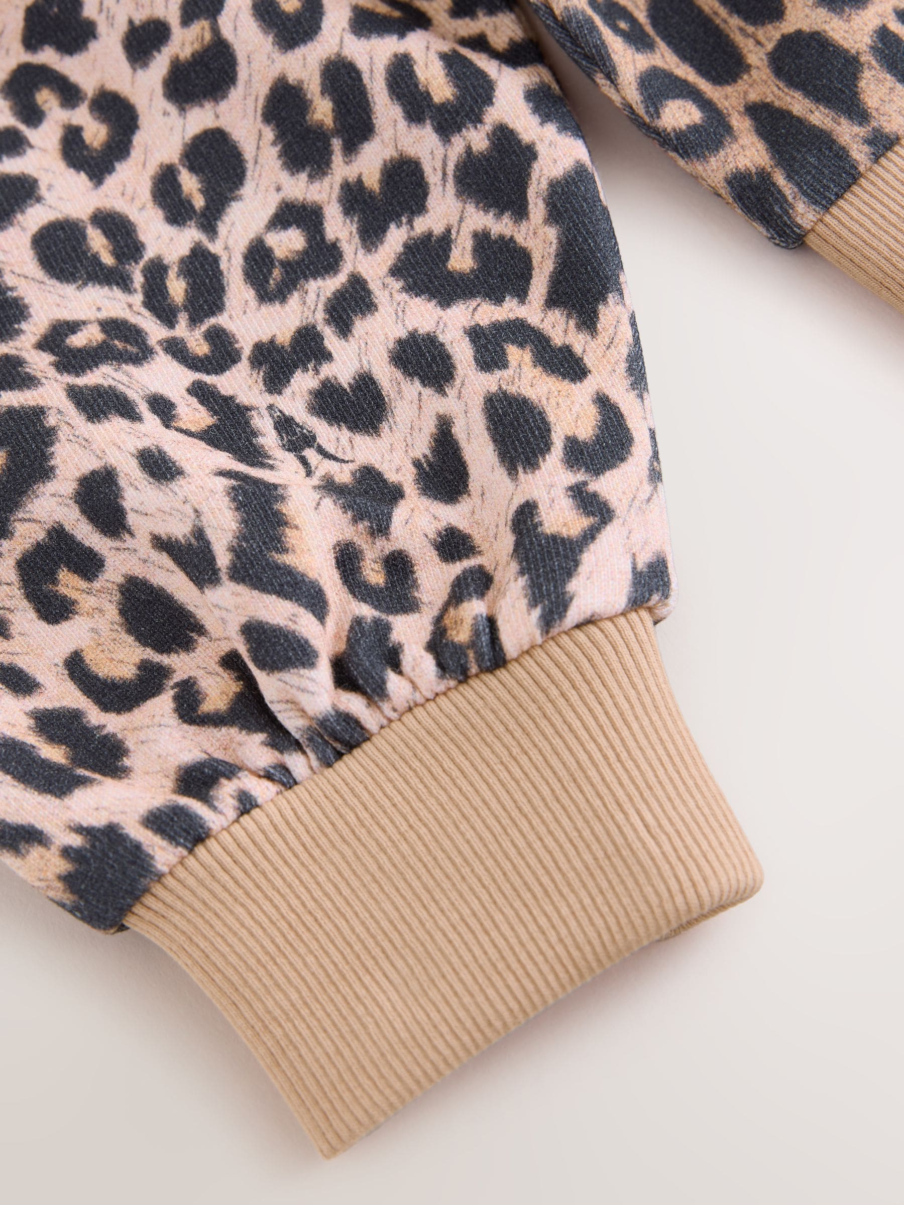 smALLSAINTS Leopard Logo Sweatshirt and Sweat Shorts Set