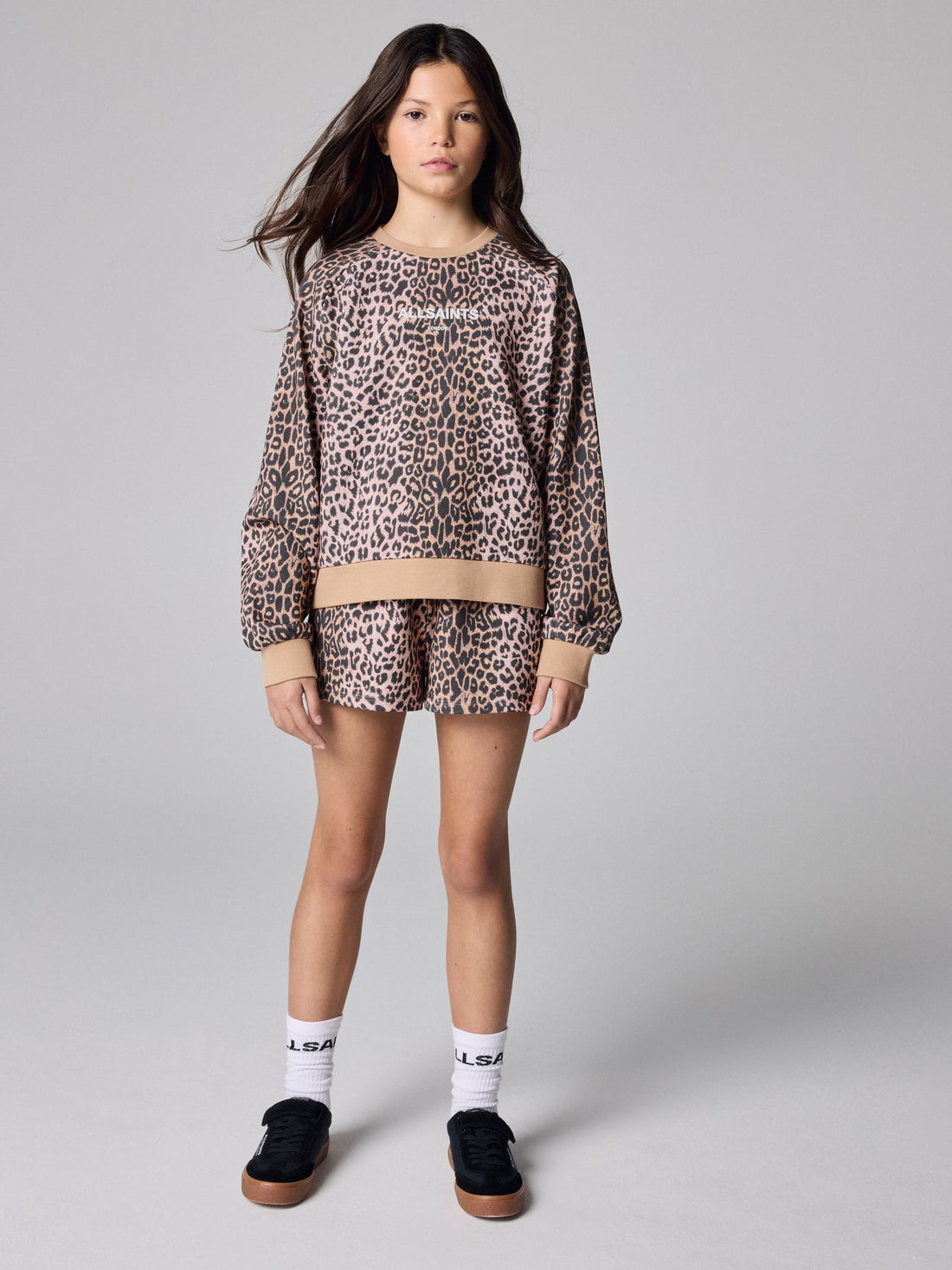 smALLSAINTS Leopard Logo Sweatshirt and Sweat Shorts Set