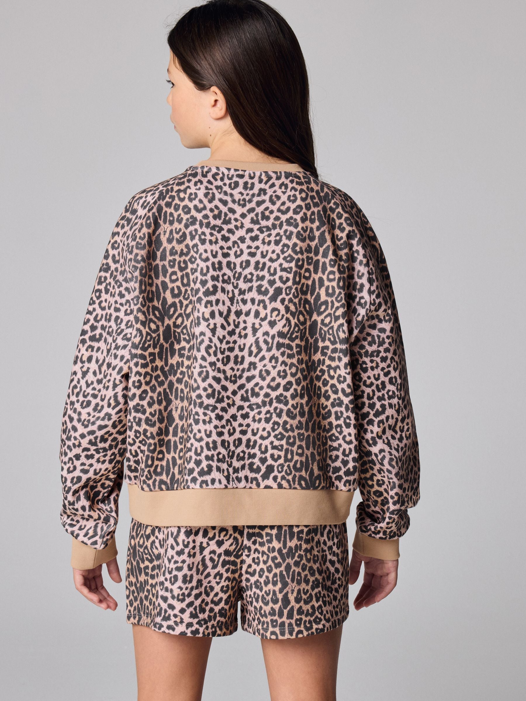 smALLSAINTS Leopard Logo Sweatshirt and Sweat Shorts Set