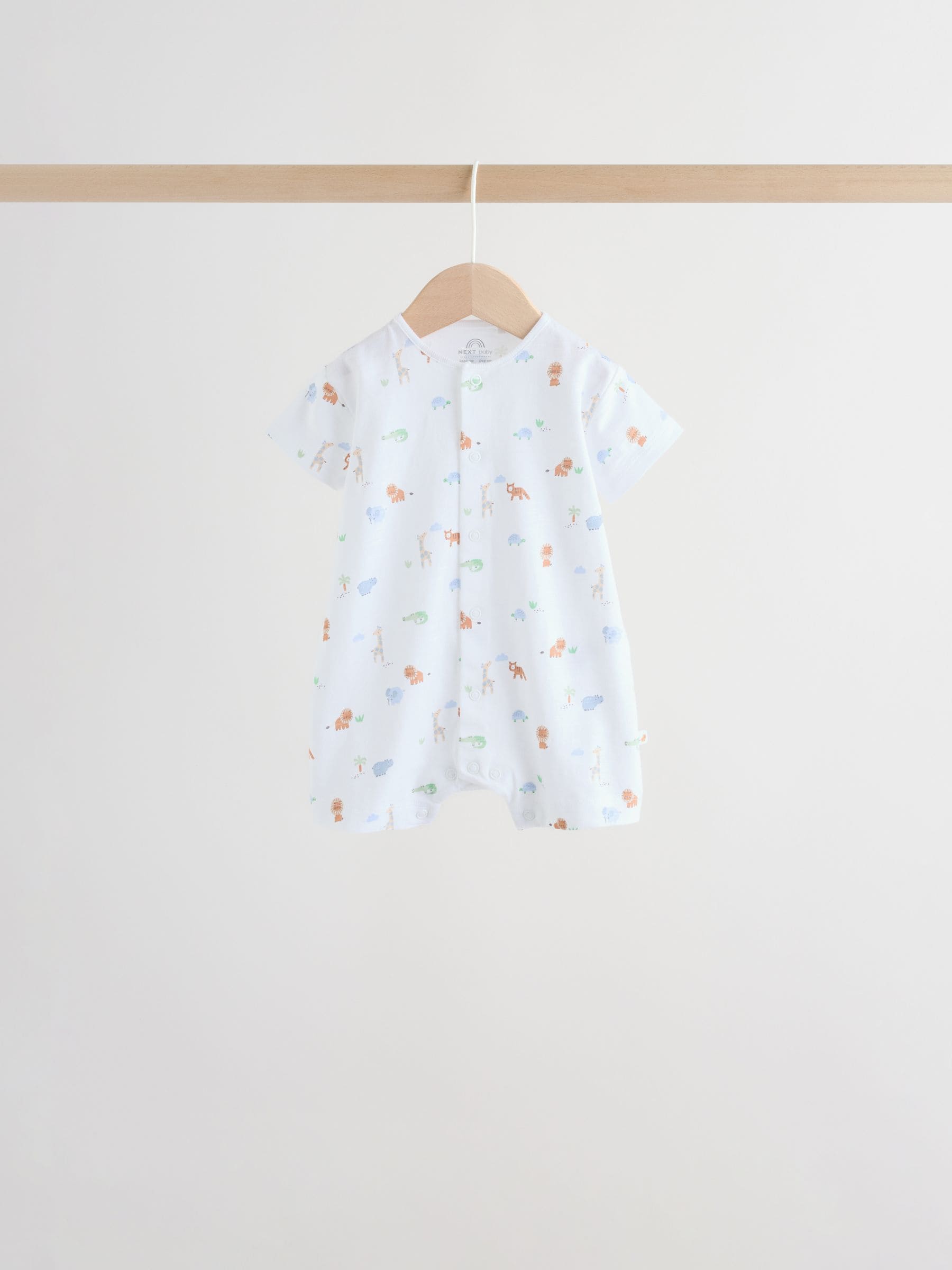 Green Blue Safari Animal Jersey Baby Rompers 4 Pack