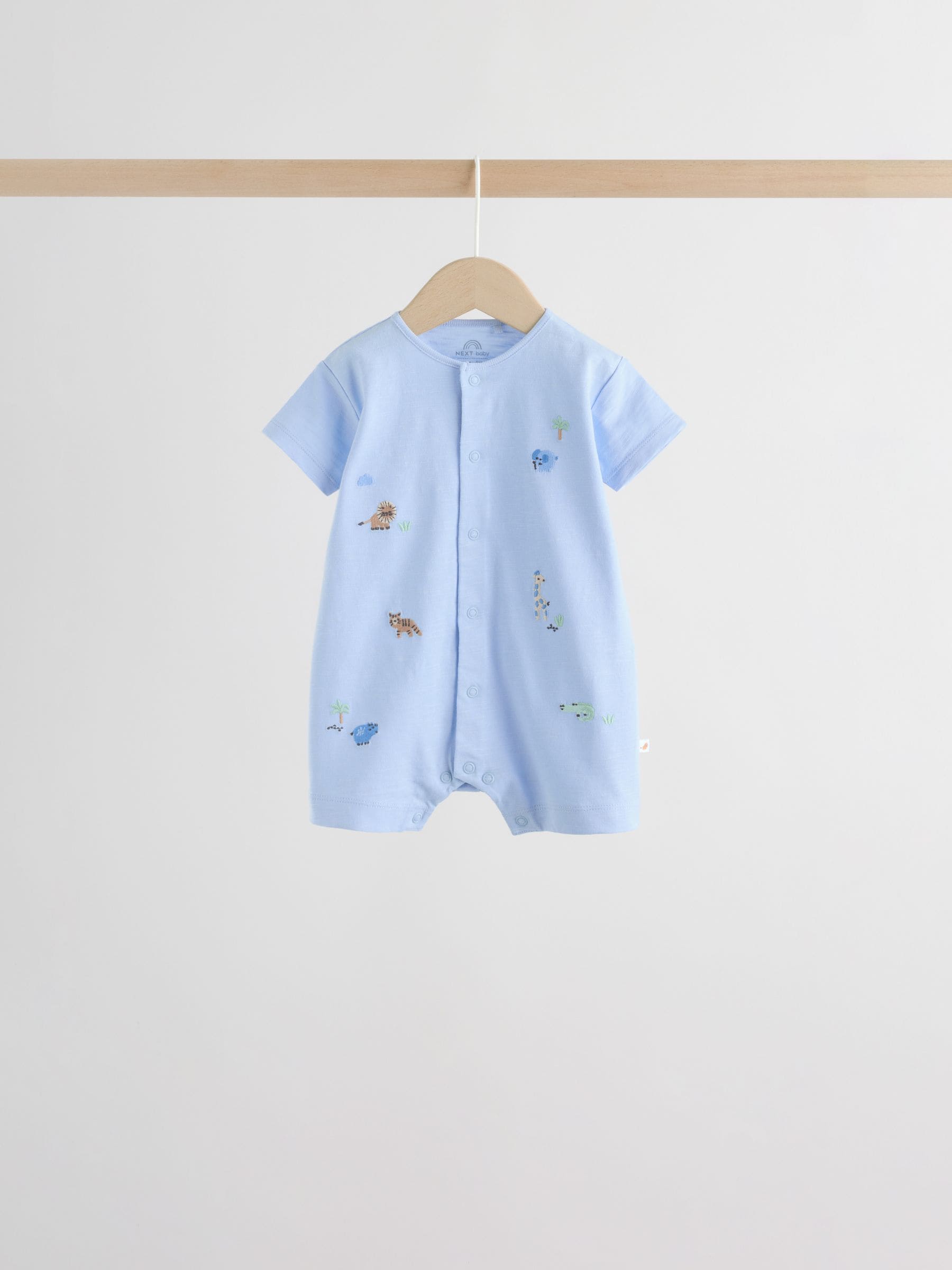 Green Blue Safari Animal Jersey Baby Rompers 4 Pack